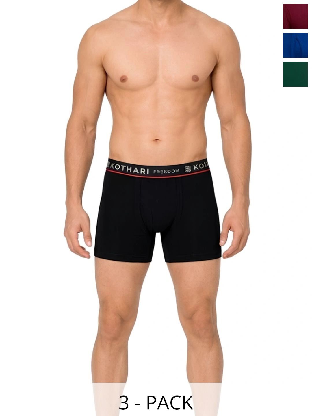 Kothari Pack of 3 Cotton Assorted Solid Trunks-picture-27