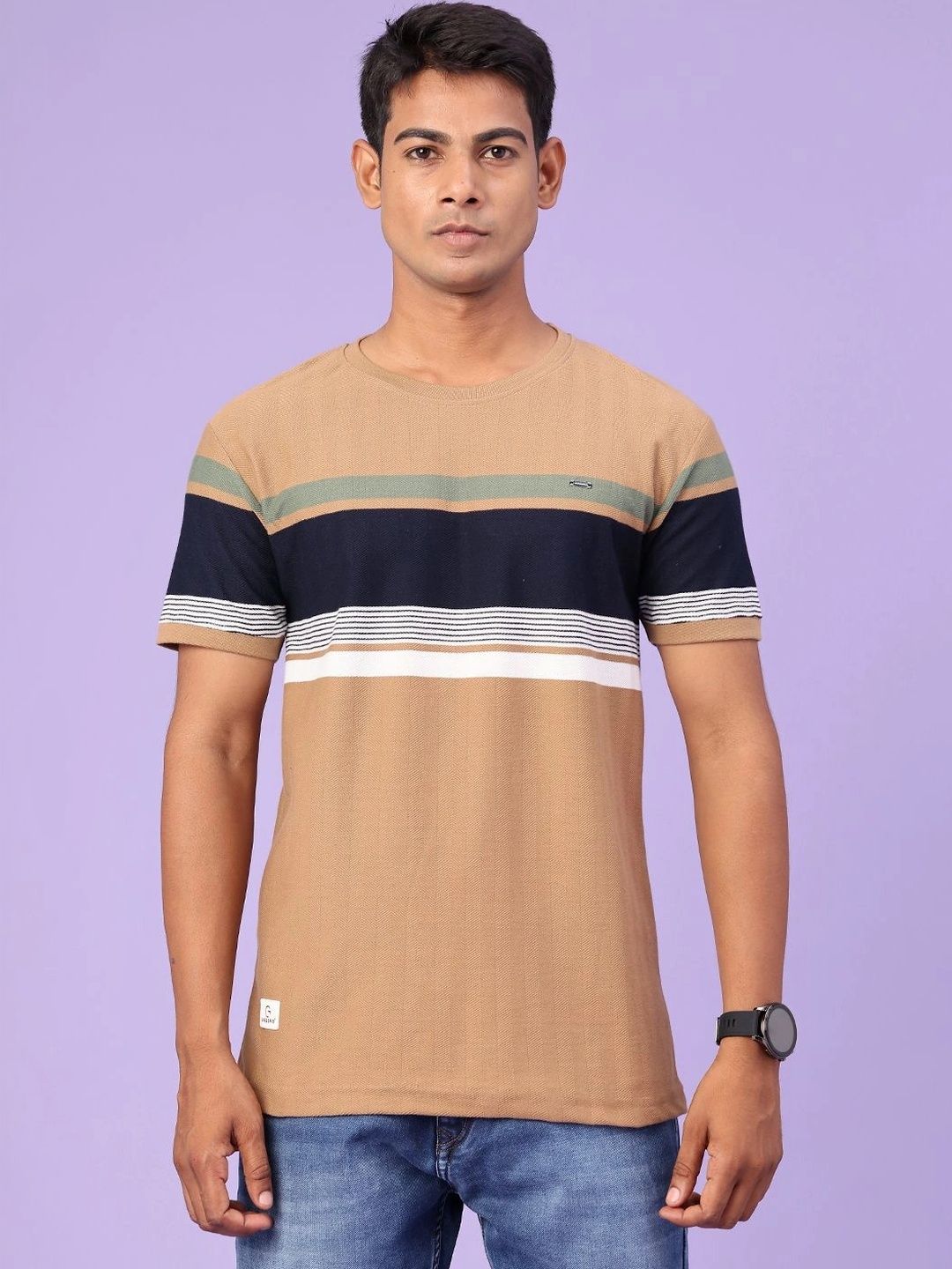 V-Mart Men Striped Slim Fit T-shirt-picture-22