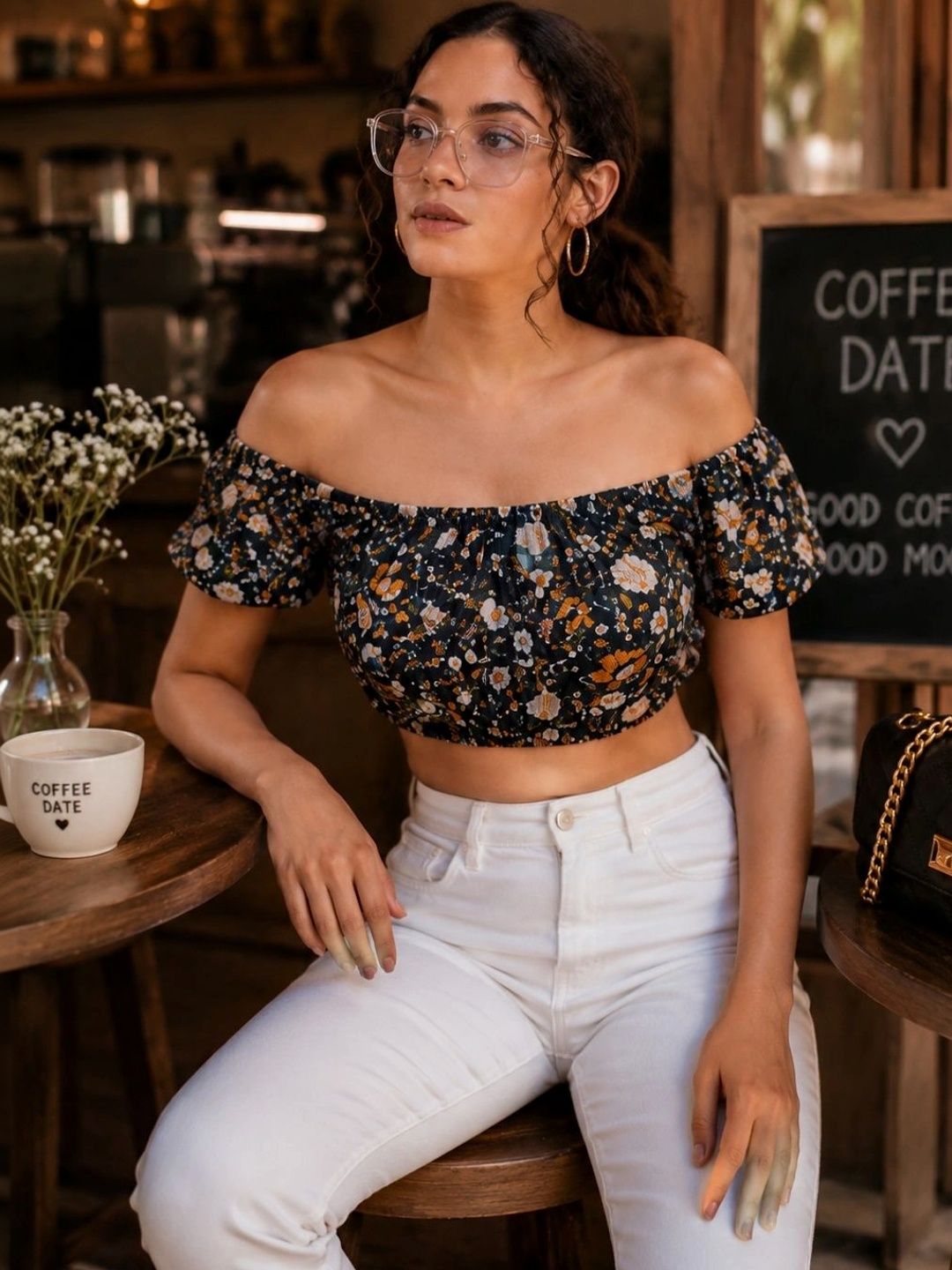 GROOVY ANGEL Floral Print Off-Shoulder Cotton Crop Top-picture-14