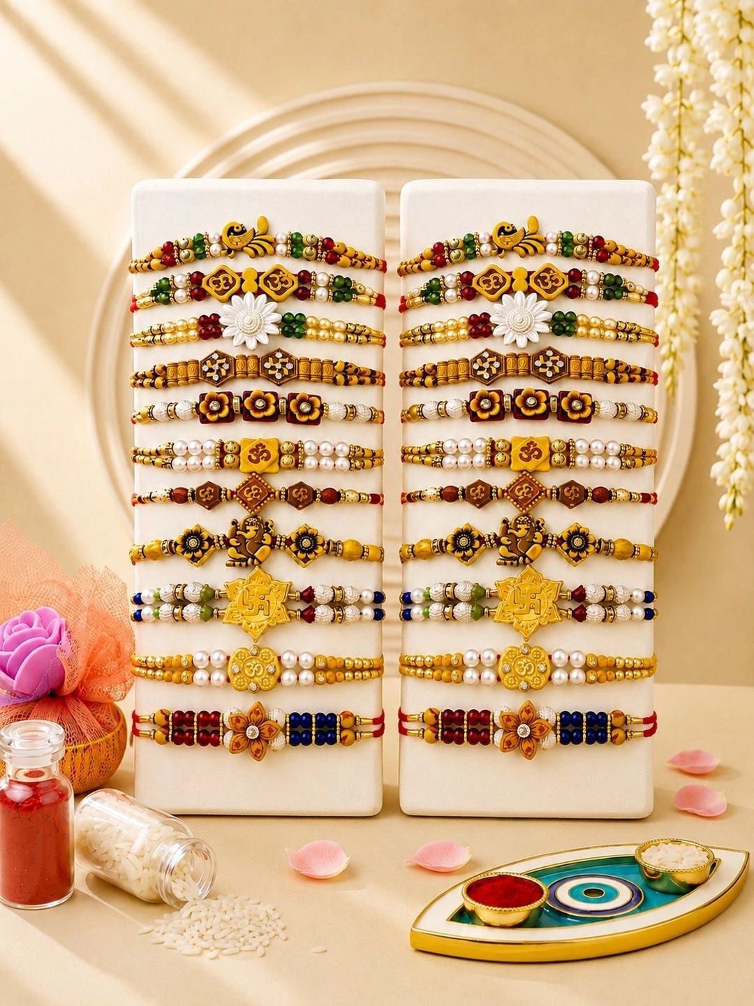 ADIVA Set Of 24 Rakhi Gift Set With Roli Chawal-picture-18