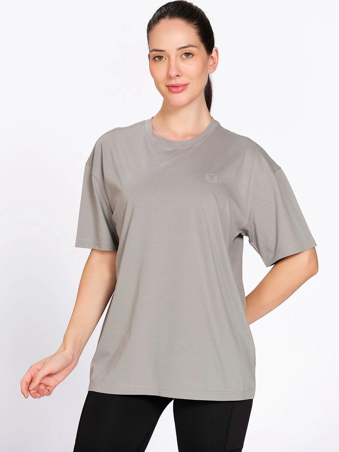 Munns & Mars Women Brand Logo Drop-Shoulder Sleeves T-shirt-picture-34
