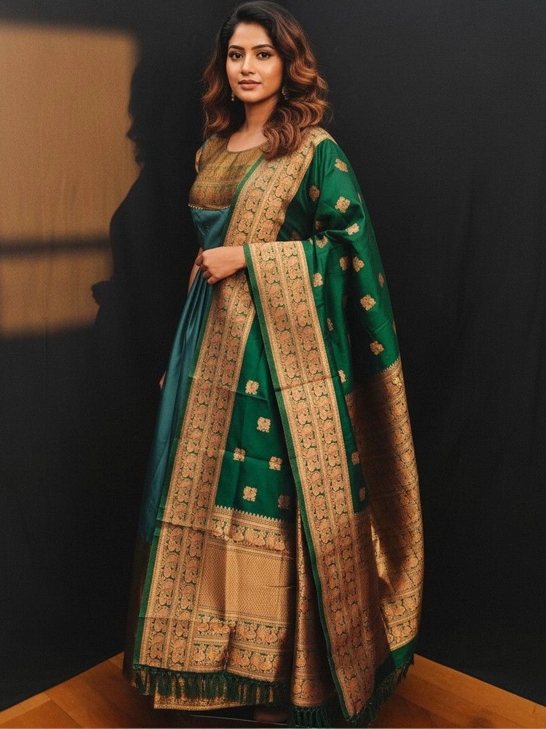 Kinjhit Fashion Embroidered Round Neck Fit & Flare Ethnic Dresses-picture-43