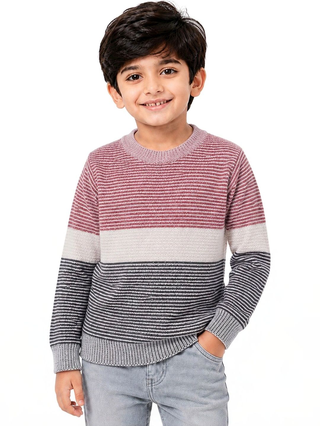 YK Boys Colourblocked Striped Pullover-picture-58