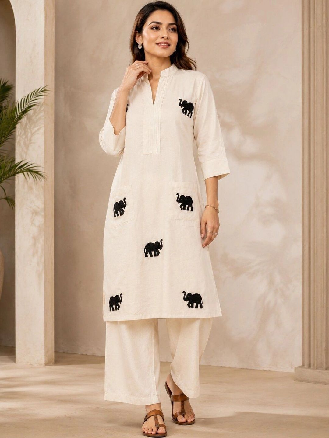 niva fashion Women Ethnic Motifs Embroidered Regular Thread Work Pure Cotton Kurta with Palazzos-image-43