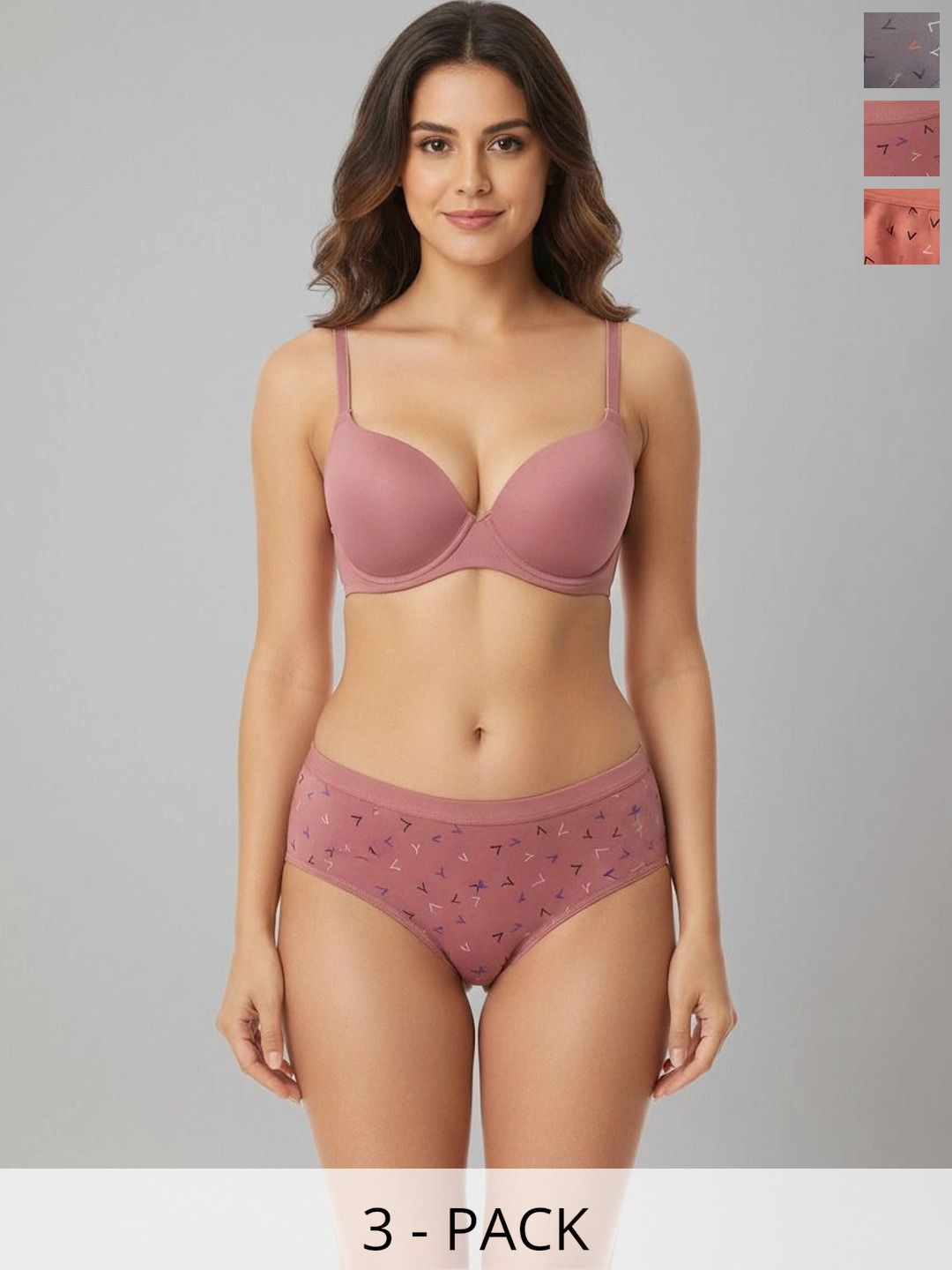 Swenson Women Pack of 3 Printed Seamless Assorted Cotton Hipster Briefs-image-33