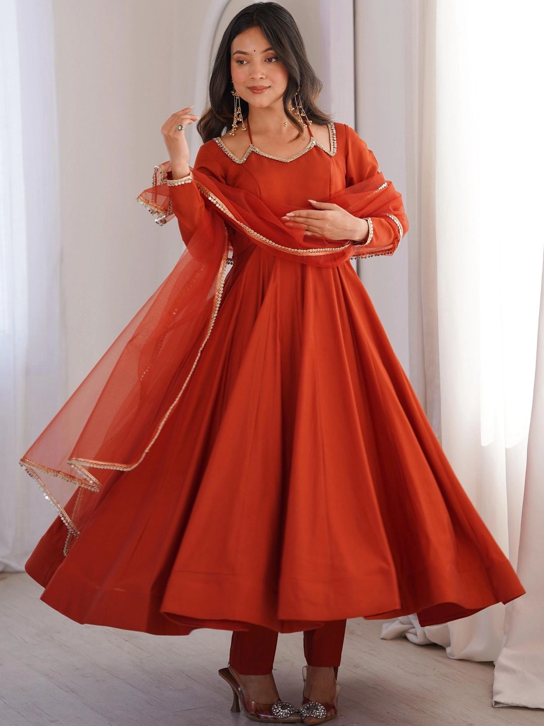 all about you Women Empire Gotta Patti Chanderi Silk Kurta with Trousers & With Dupatta-picture-24
