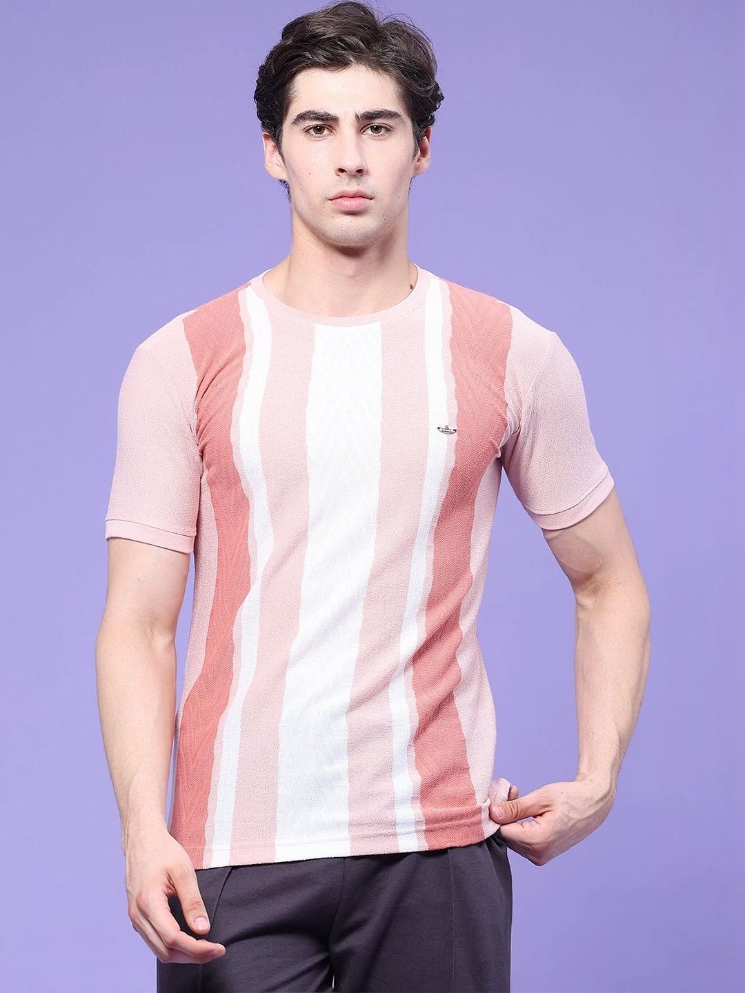 V-Mart Men Striped Slim Fit T-shirt-picture-29