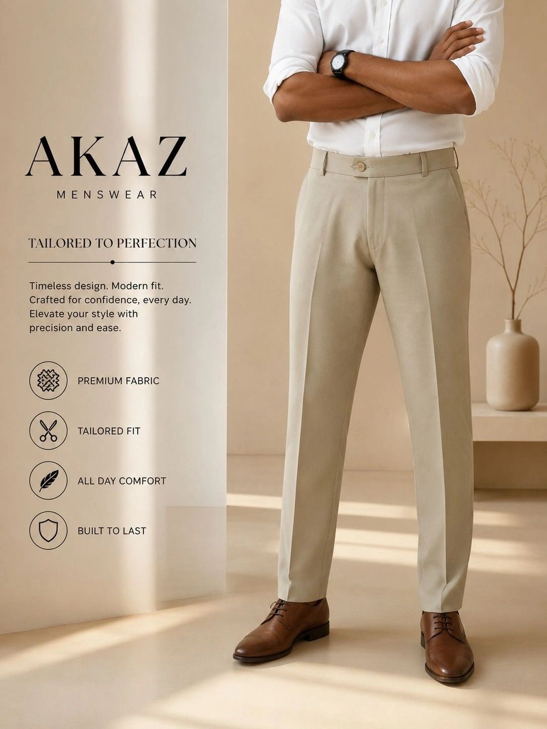 Akaz Men Tailored Slim Fit Easy Wash Trousers-picture-28