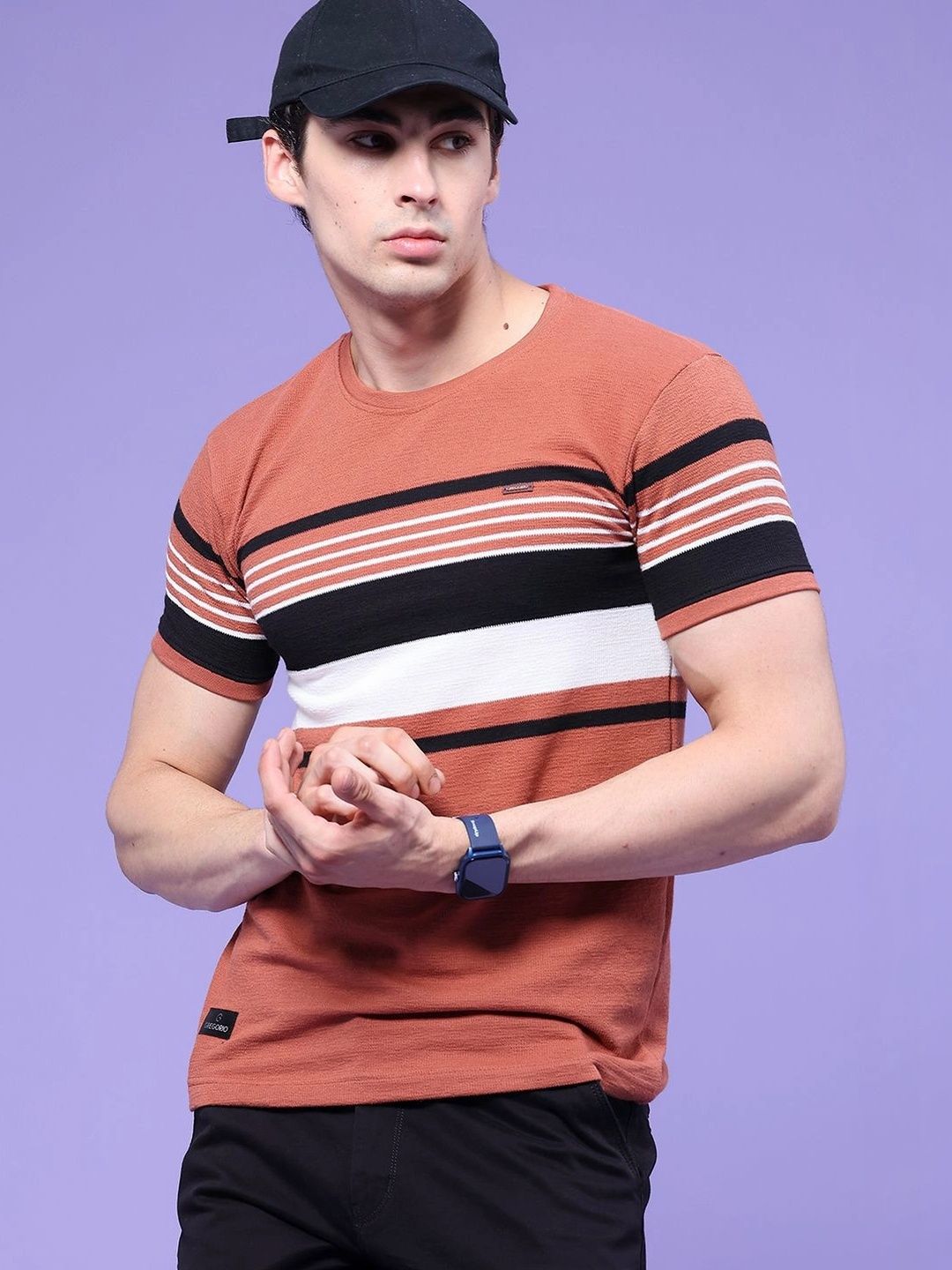 V-Mart Men Striped Slim Fit T-shirt-picture-14
