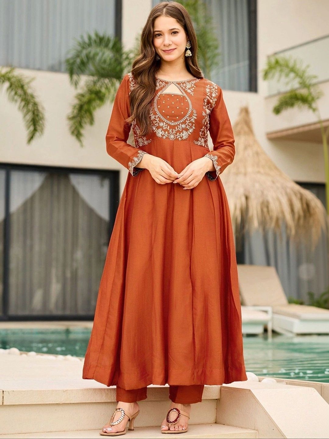 all about you Women Ethnic Motifs Embroidered Regular Thread Work Kurta with Trousers & With Dupatta-picture-13