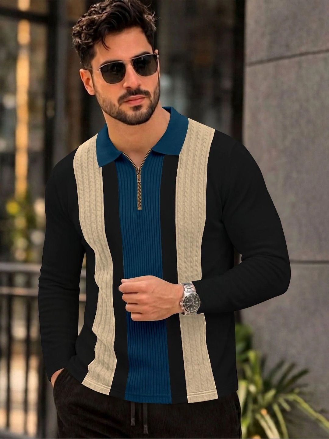 KAJARU Men Colourblocked Polo Collar T-shirt-picture-37