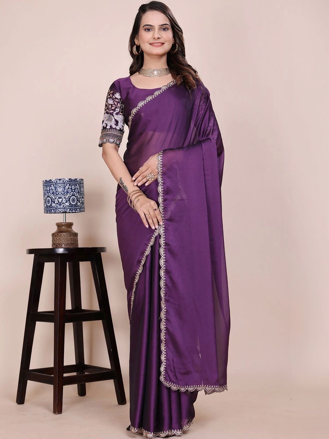 all about you Embroidered Poly Chiffon Designer Saree-picture-40