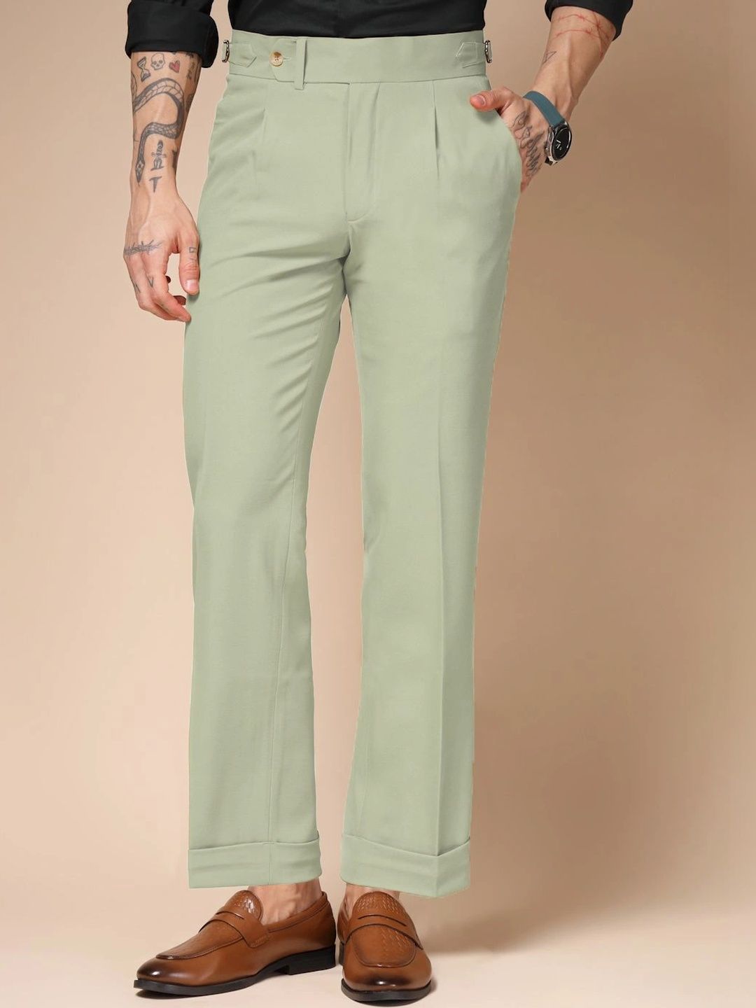 Italian Vega Men High-Rise Wrinkle Free Pleated Trousers-picture-33
