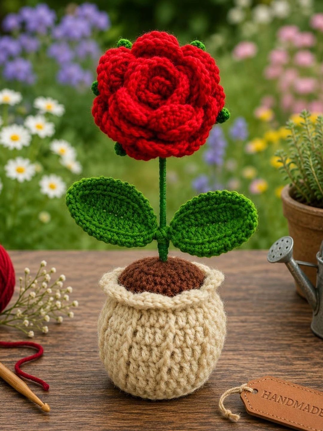 Agantuk Red 1 Pieces Rose Artificial Flower With Pot-picture-13