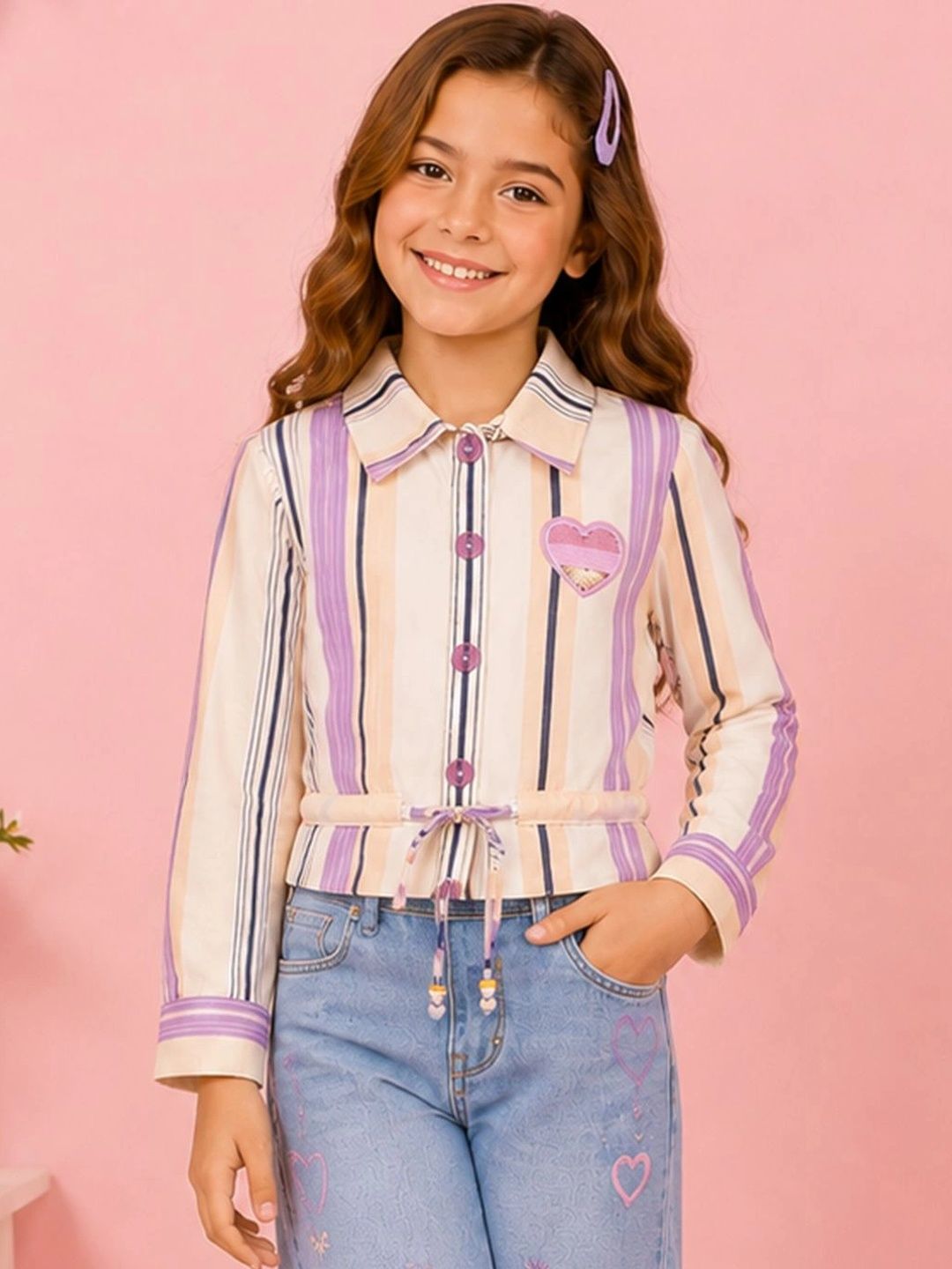 CUTECUMBER Girls Custom Striped Casual Shirt-picture-11