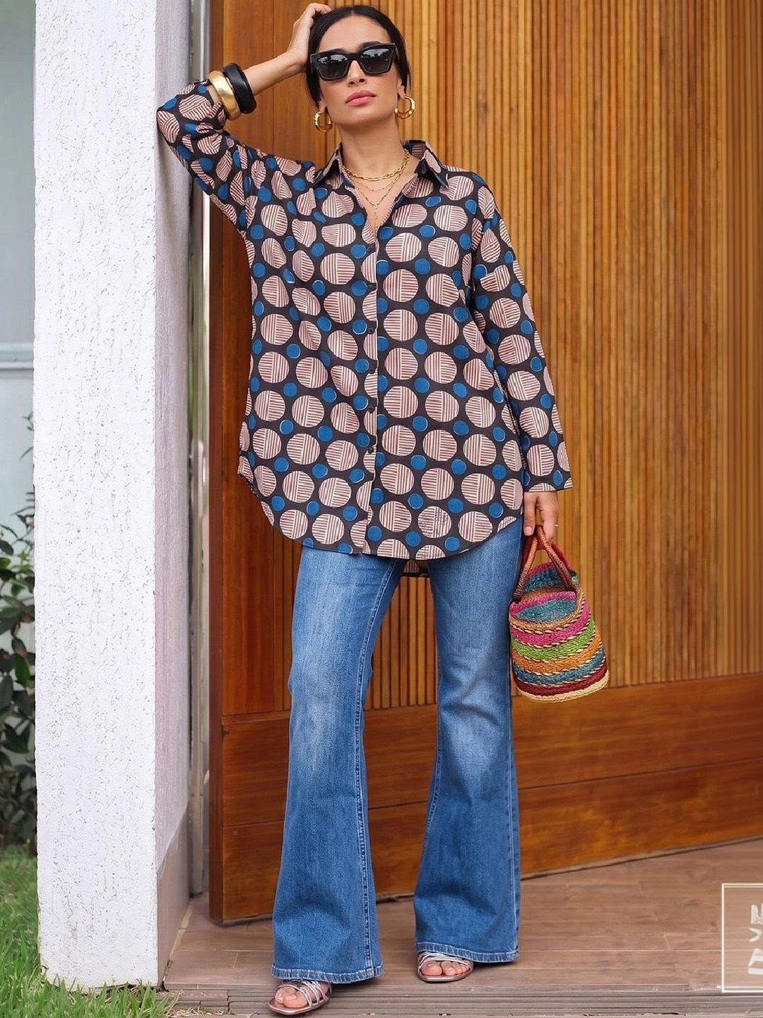 KALINI Geometric Print Cotton Top-picture-10