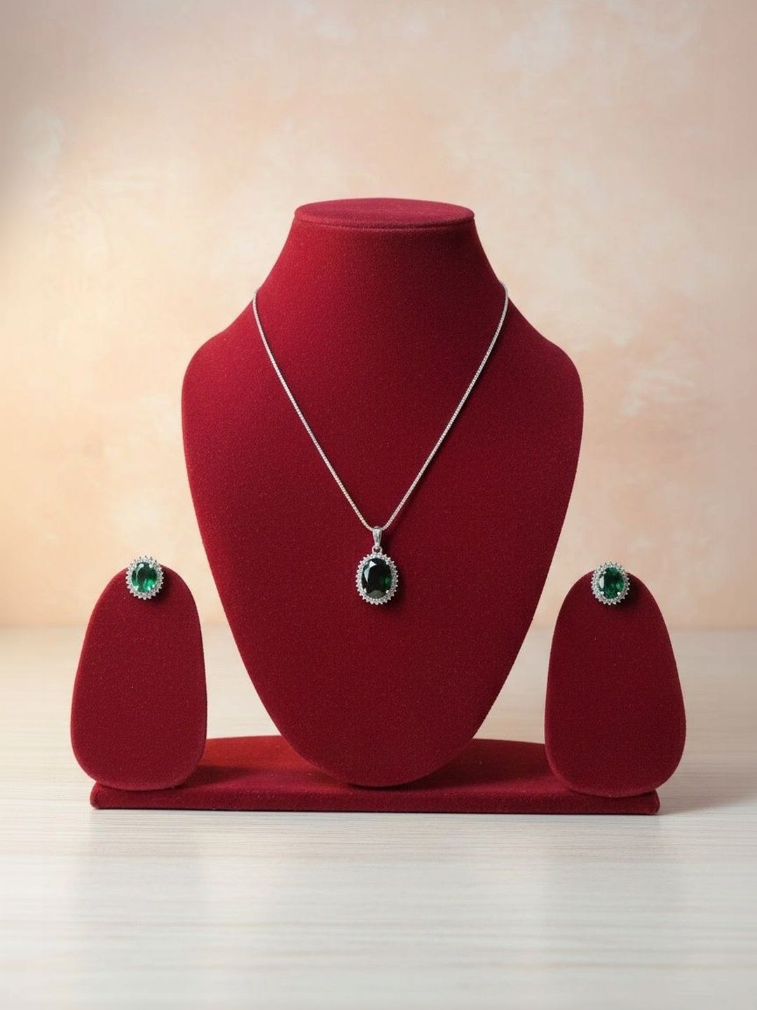 ADITYA COLLECTION Silver-Plated Stone Studded & Beaded Pendant and Earrings-image-26
