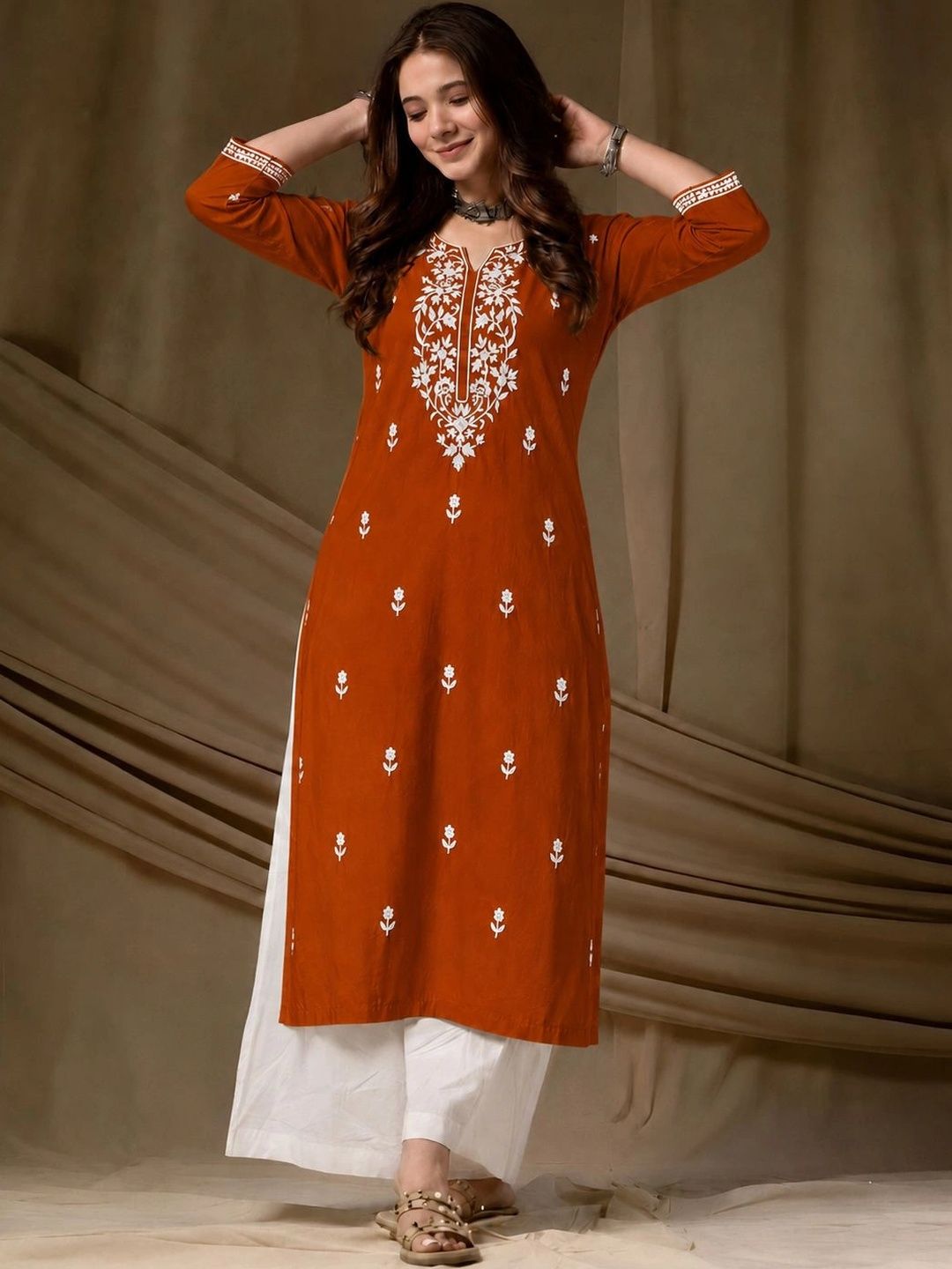 FORKEY Women Embroidered Thread Work Kurta-picture-14