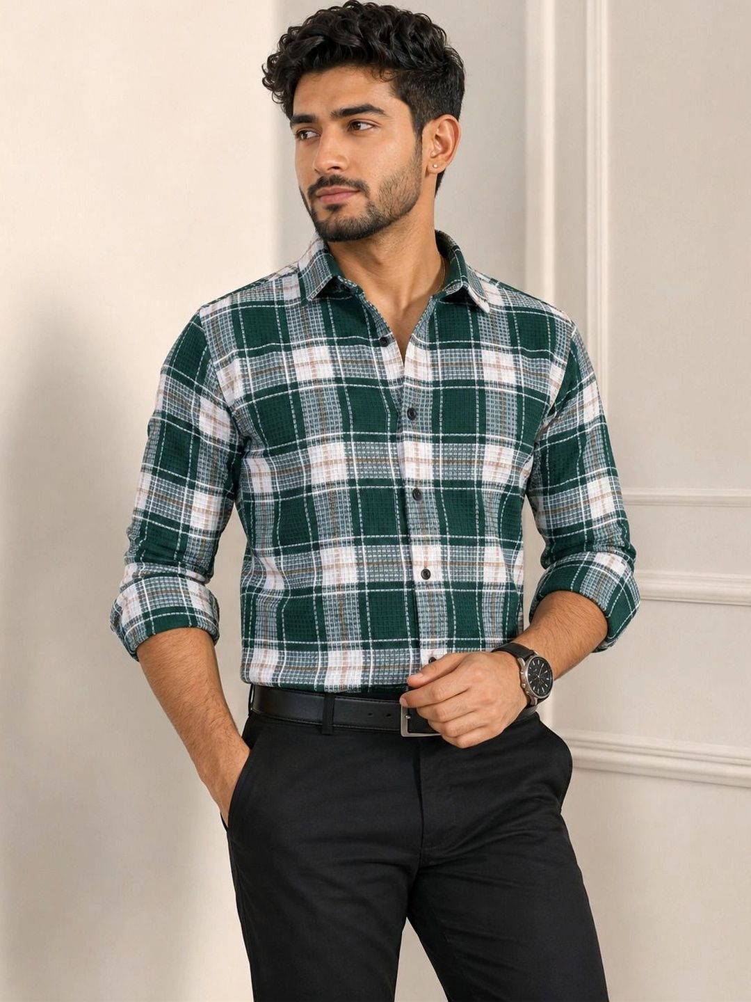 TUSHREE BOUTIQUE Men Classic Tartan Checks Checked Casual Shirt-picture-46