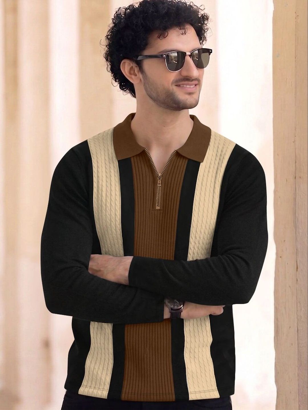 HAPPY KHAJANA Men Colourblocked Polo Collar T-shirt-picture-49
