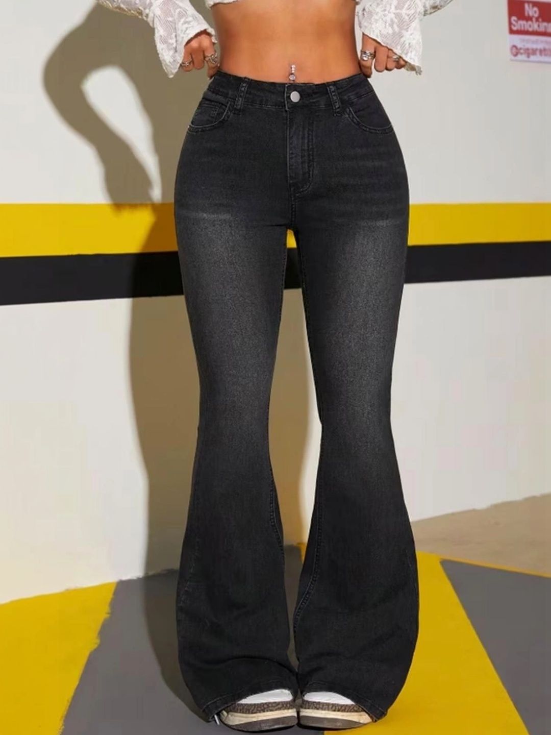 ESLITA Women Bootcut High-Rise Low Distress Light Fade Stretchable Jeans-image-38