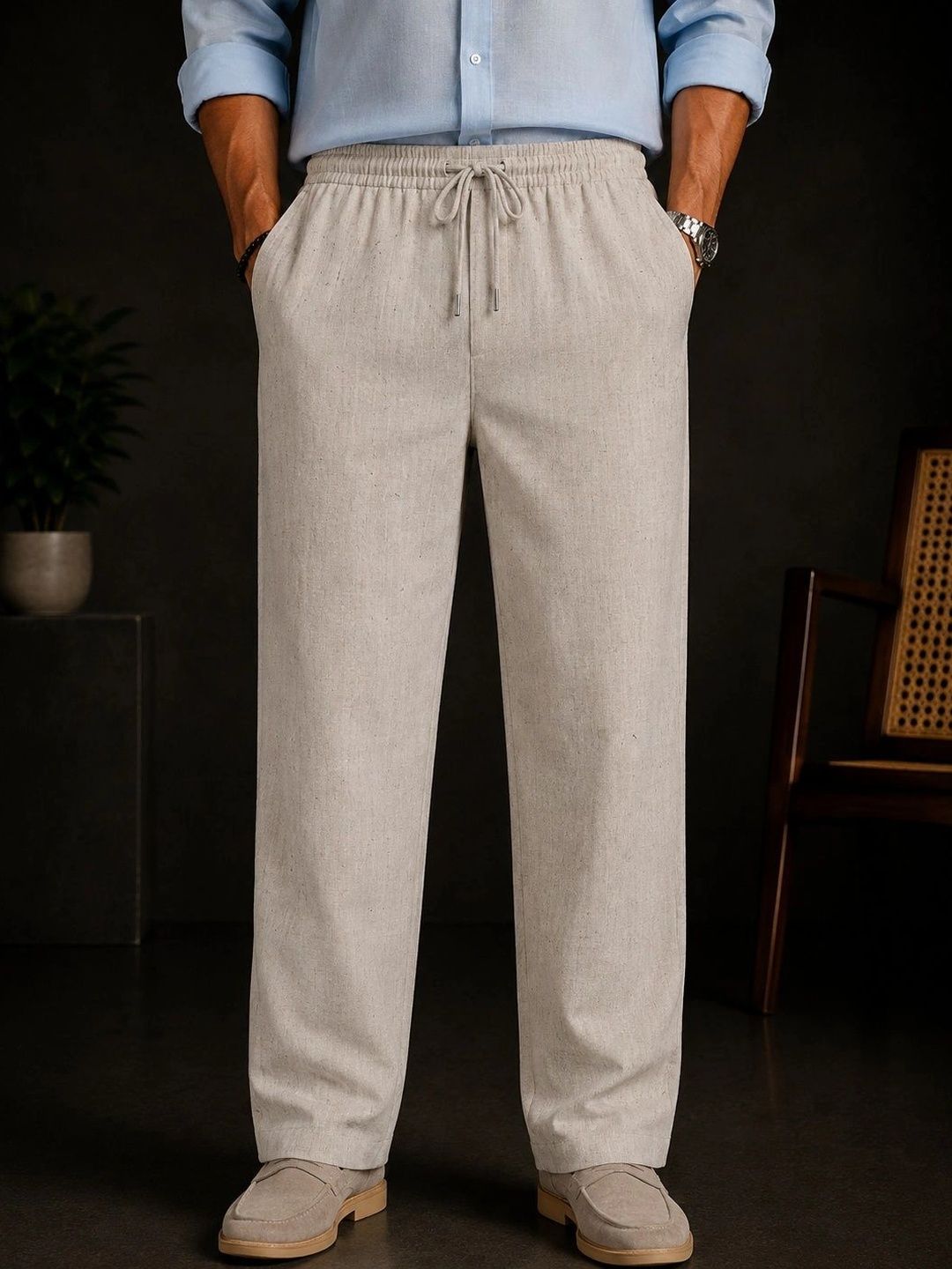 Blezza Men Relaxed Easy Wash Trousers-picture-56