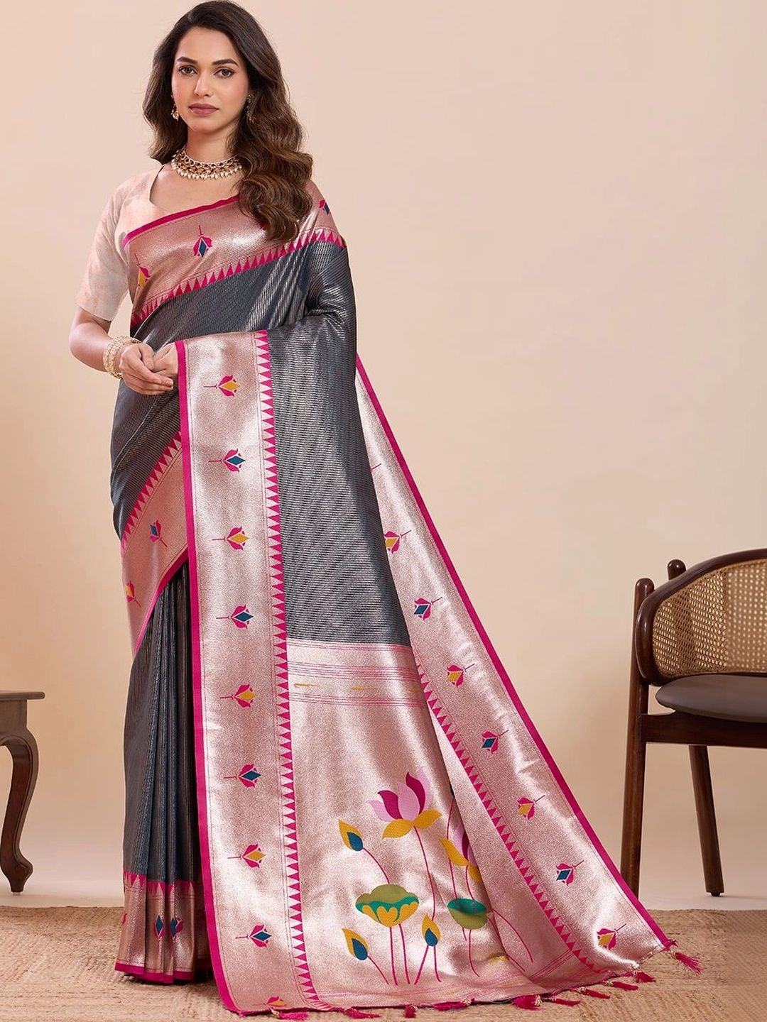 Lalan Shree Creation Woven Design Silk Blend Saree-image-47
