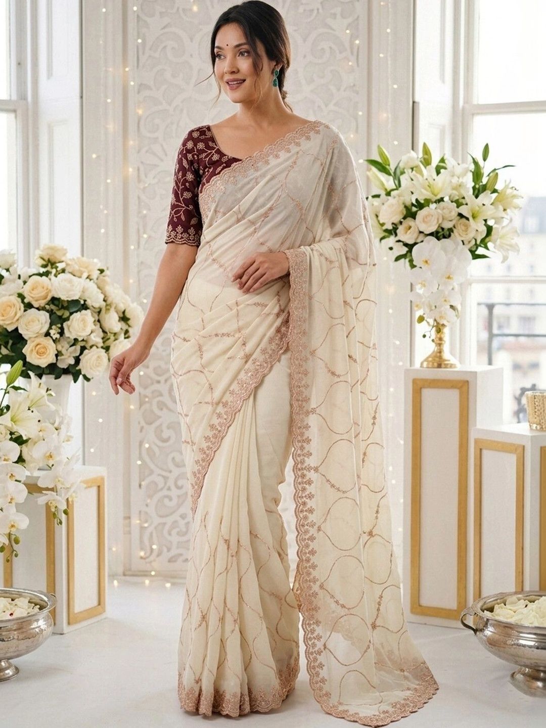 SAARA Floral Embroidered Saree-picture-19