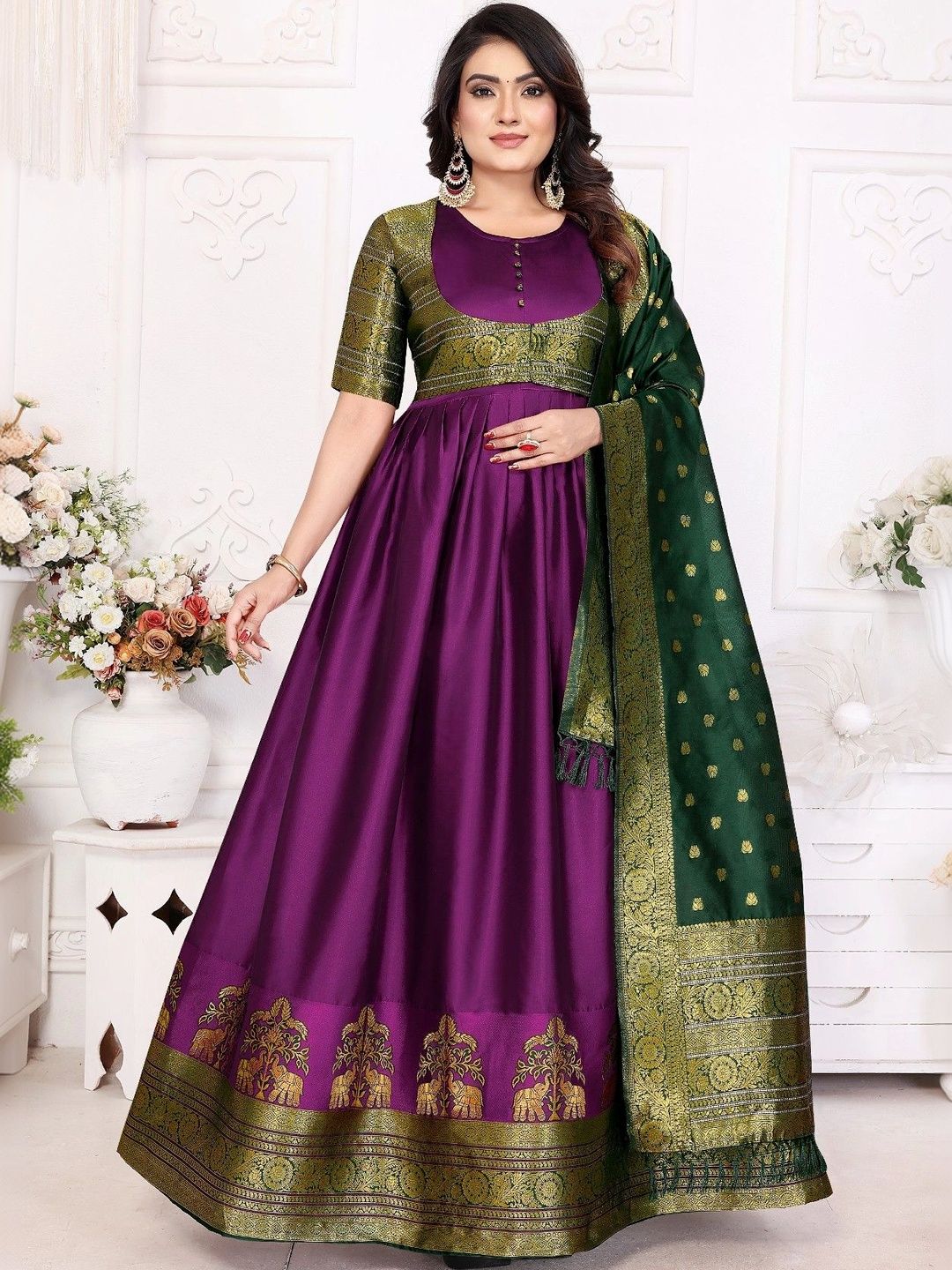 Kinjhit Fashion Woven Design A-Line Ethnic Dresses-picture-40