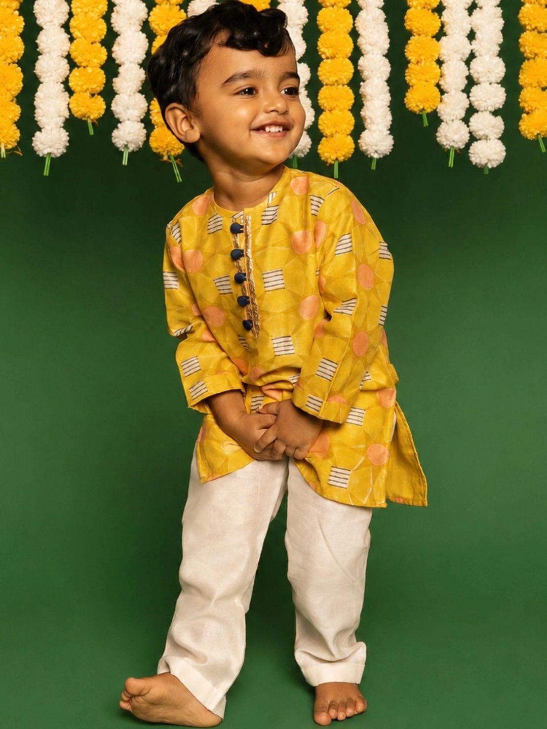 DULAAR Unisex Kids Printed Regular Pure Silk Kurta with Pyjamas-picture-42