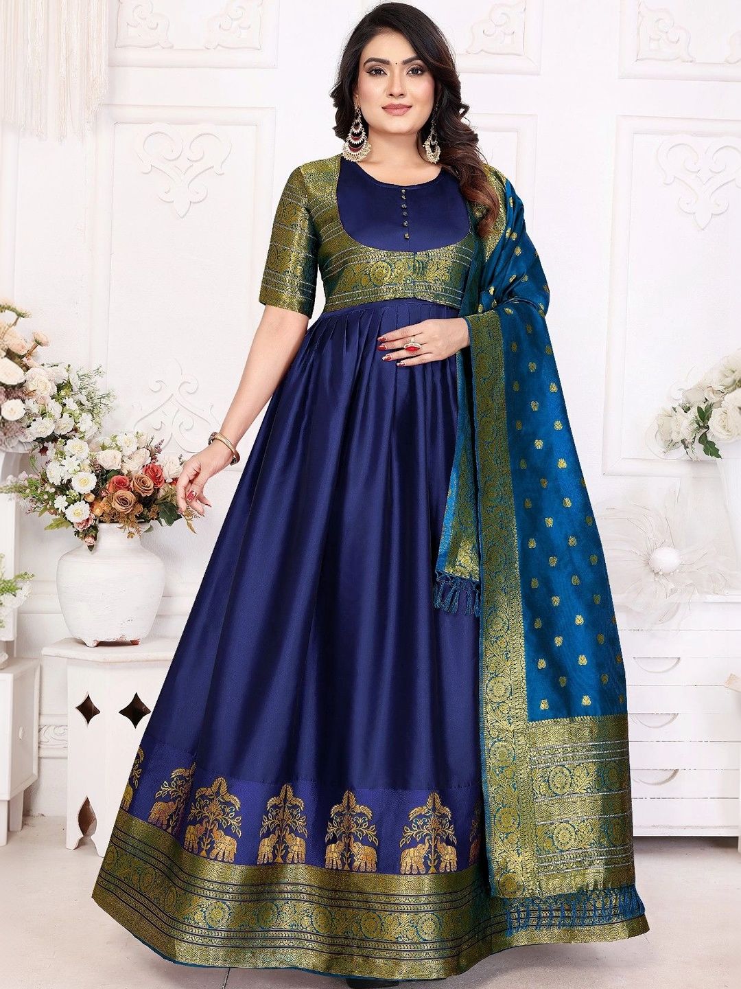 Kinjhit Fashion Woven Design A-Line Ethnic Dresses-picture-21