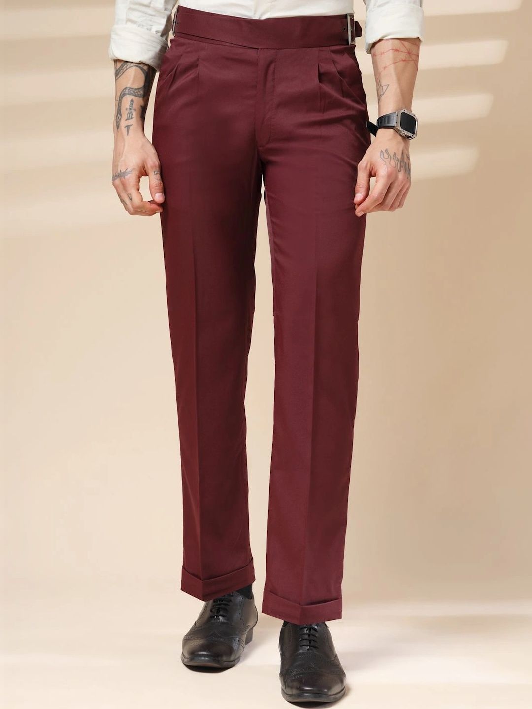 Italian Vega Wine Classic Buckle Gurkha Pants-picture-26