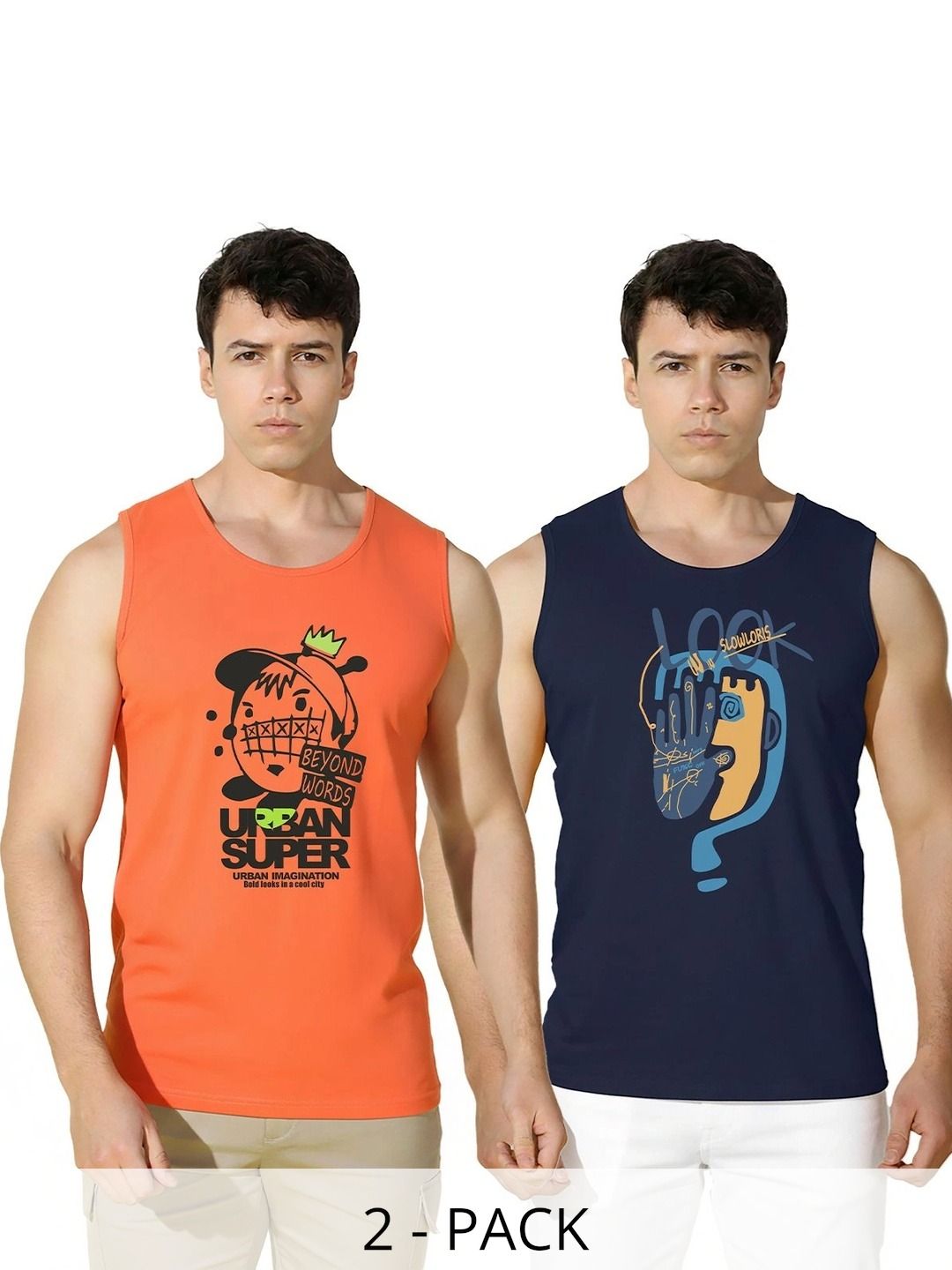 MINISTRY OF FRIENDS Pack of 2 Printed Cotton Gym Vest-picture-34