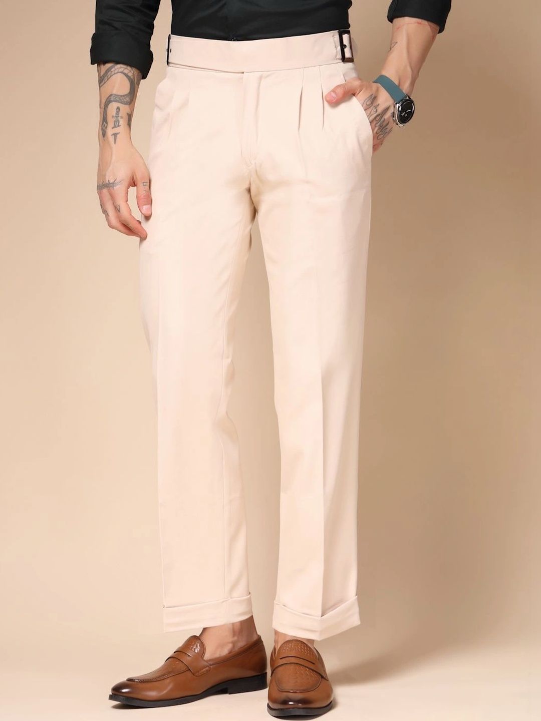 Italian Vega Men High-Rise Wrinkle Free Pleated Trousers-picture-45