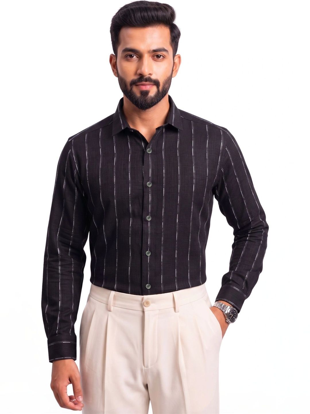 Kites Club Men Slim Fit Striped Casual Shirt-picture-13