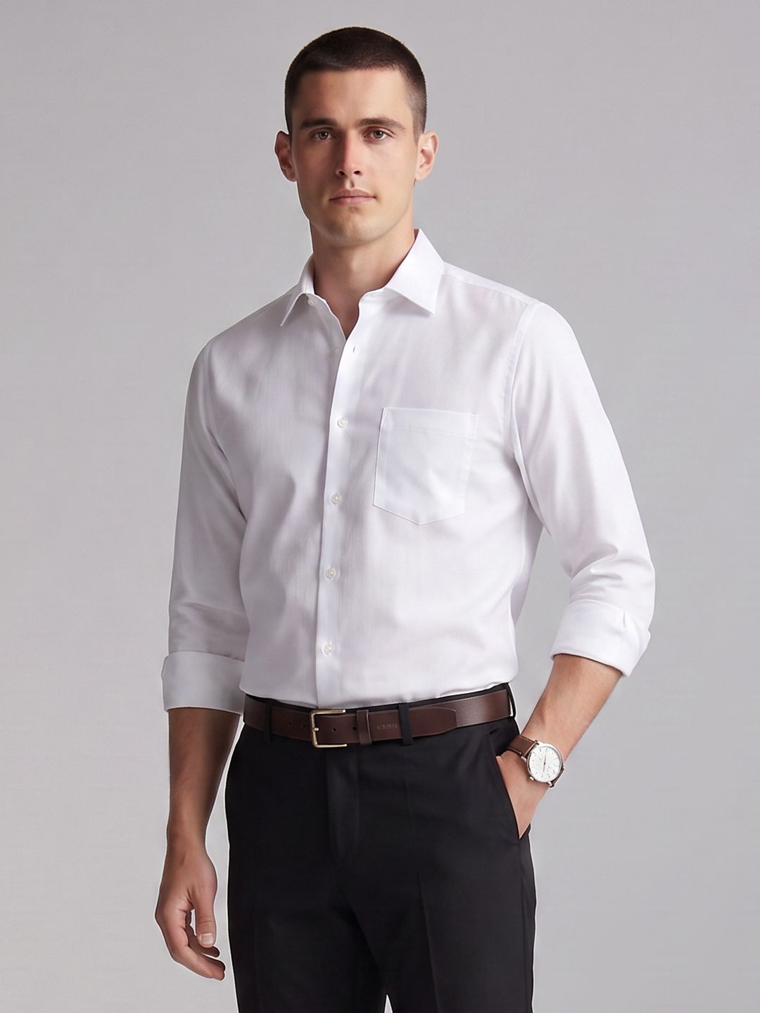 Van Heusen Self Design Pure Cotton Formal Shirt-picture-11