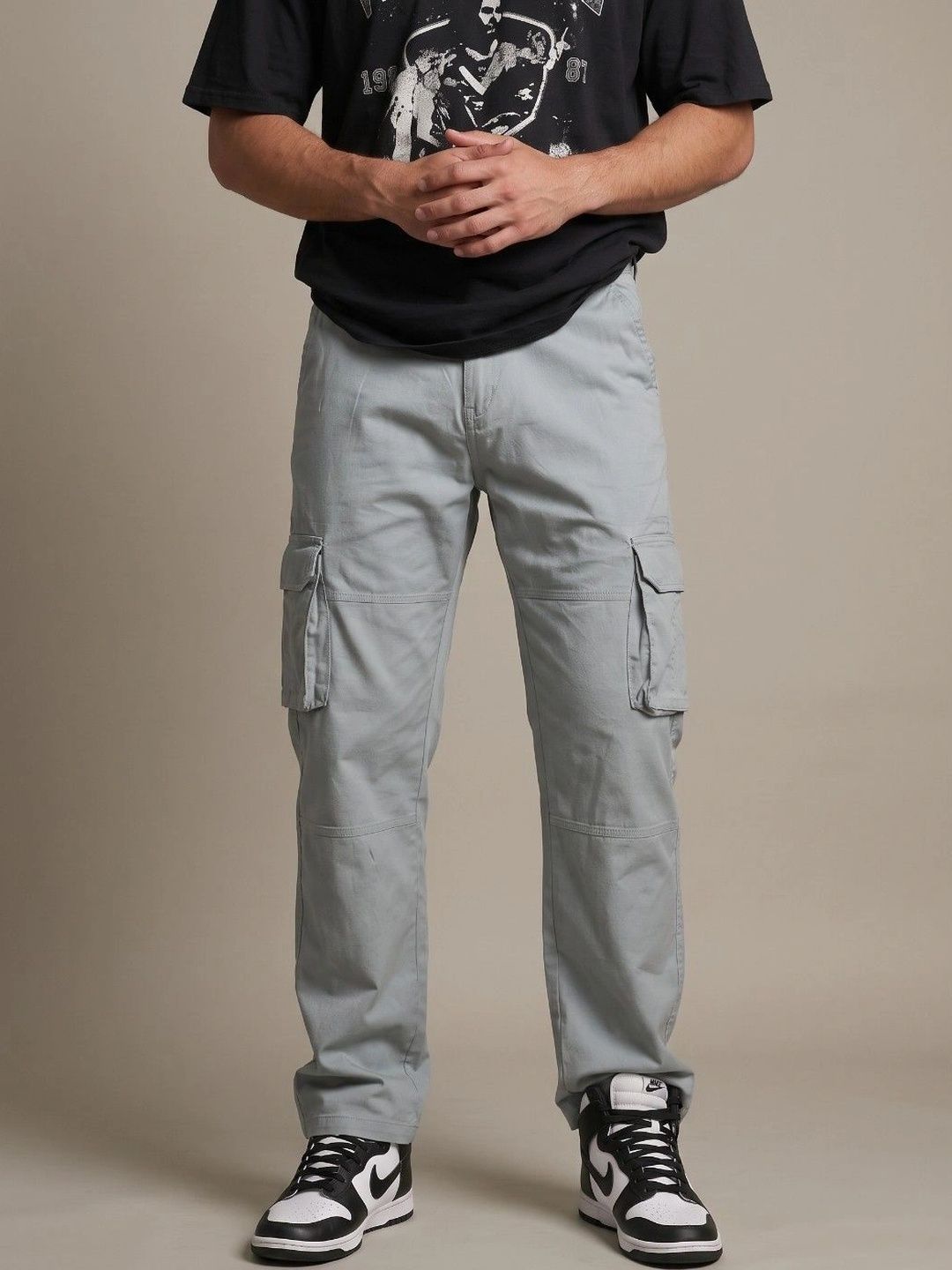 R.Code by The Roadster Life Co. Men Relaxed Straight Leg Cargos Trousers-picture-23