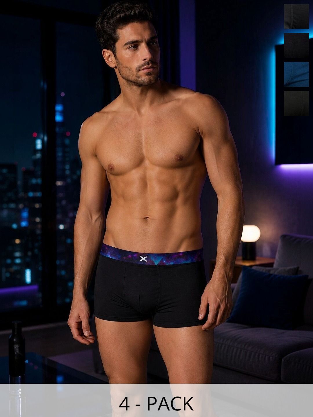HRX by Hrithik Roshan Women Pack of 4 Cotton Solid Trunks-image-29