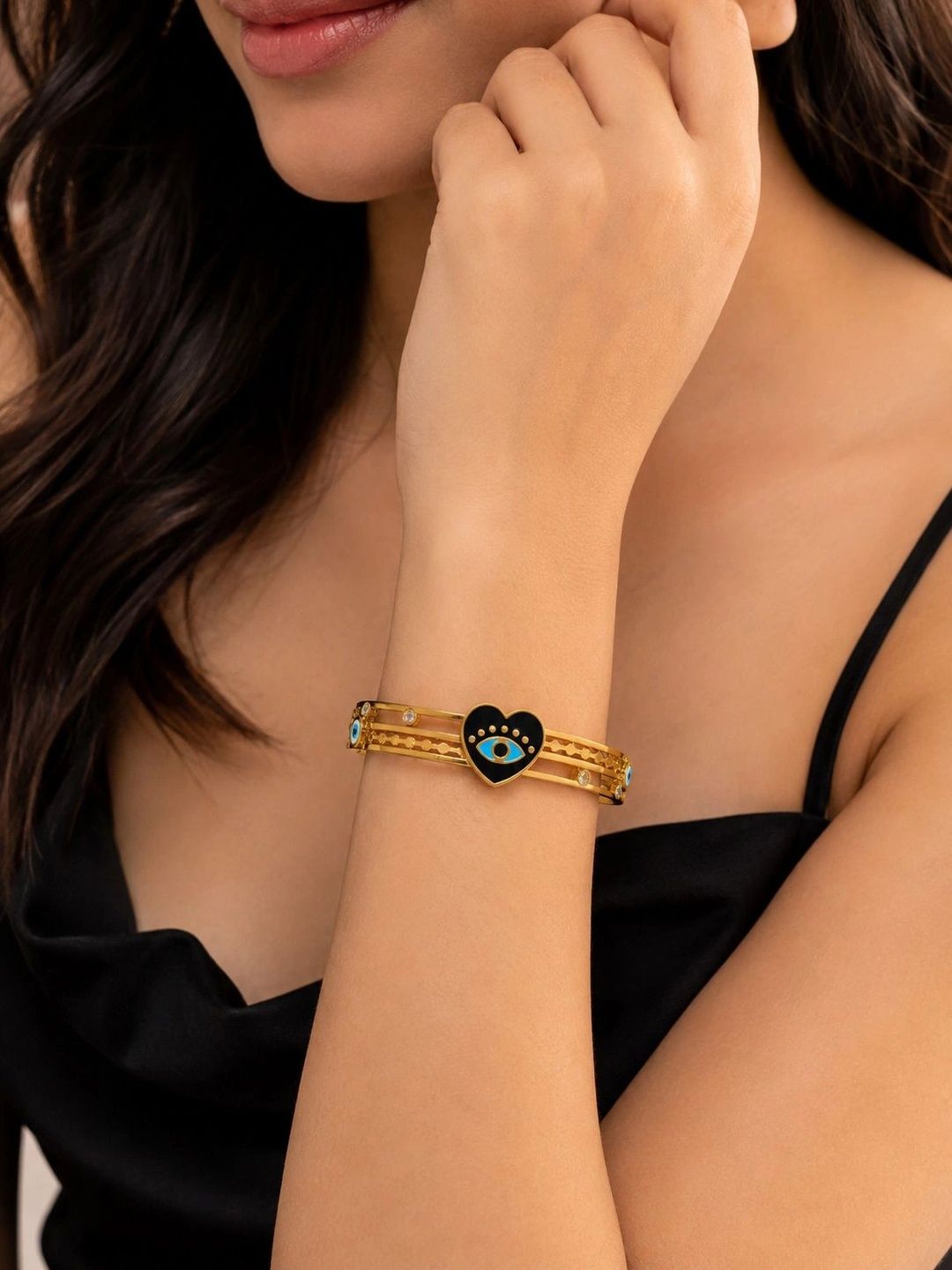 Abhushanam Women Crystals Gold-Plated Bangle-Style Bracelet-picture-17