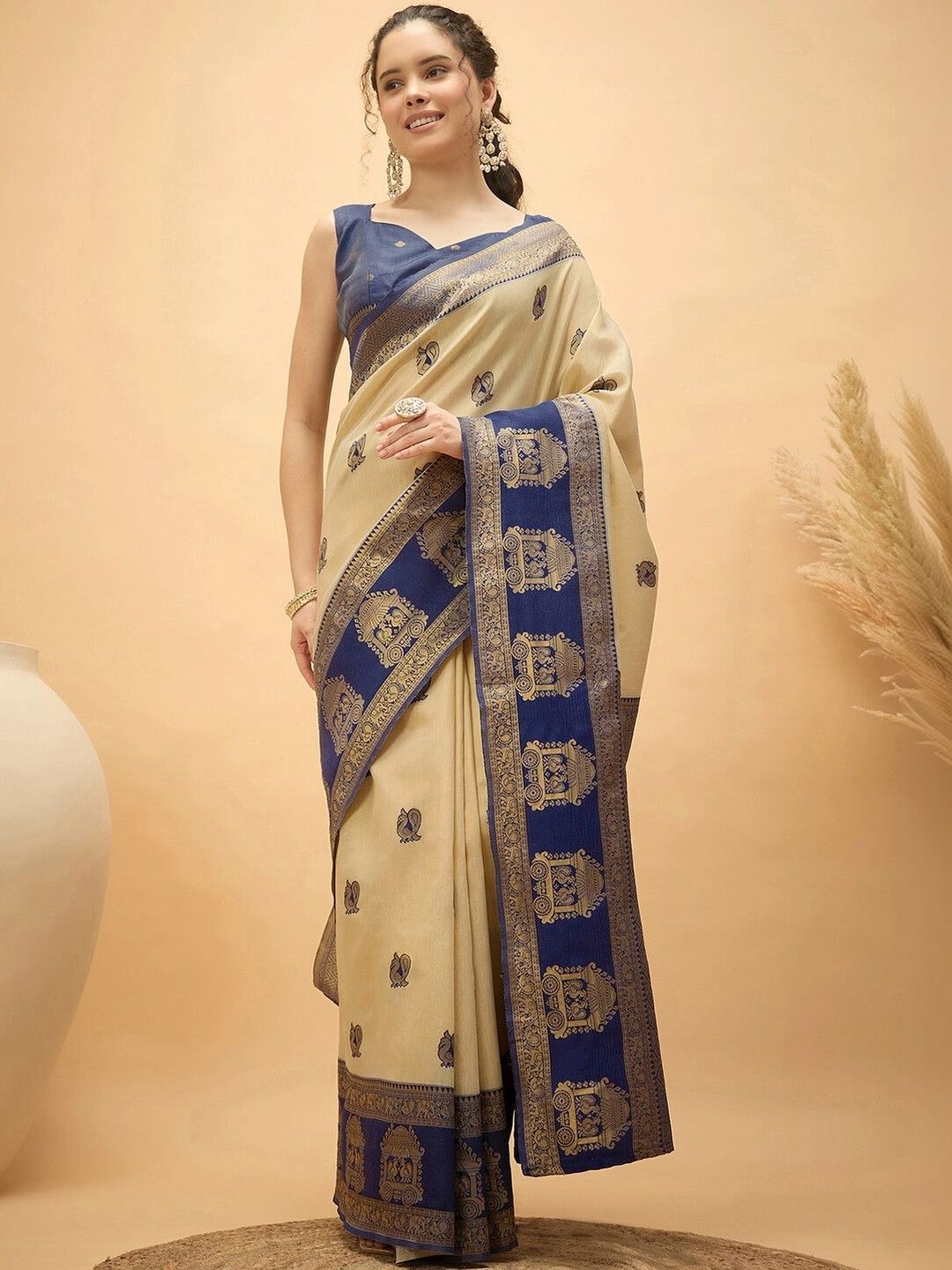 SAARA Woven Design Zari Silk Blend Saree-picture-55