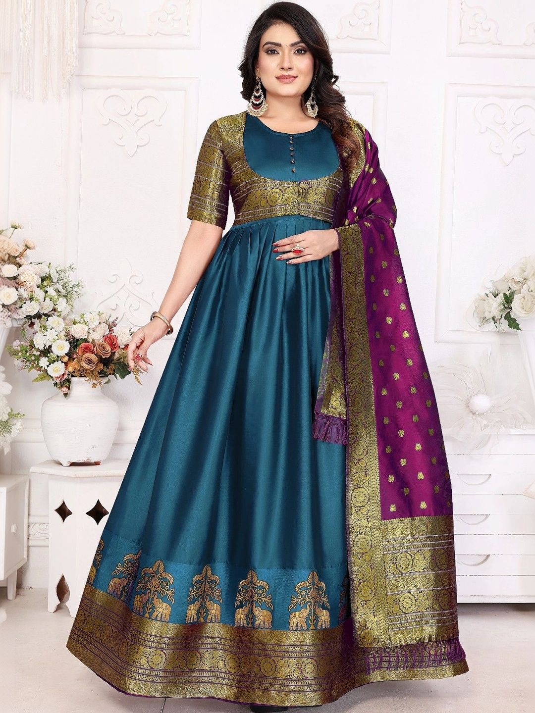 Kinjhit Fashion Woven Design A-Line Ethnic Dresses-picture-49