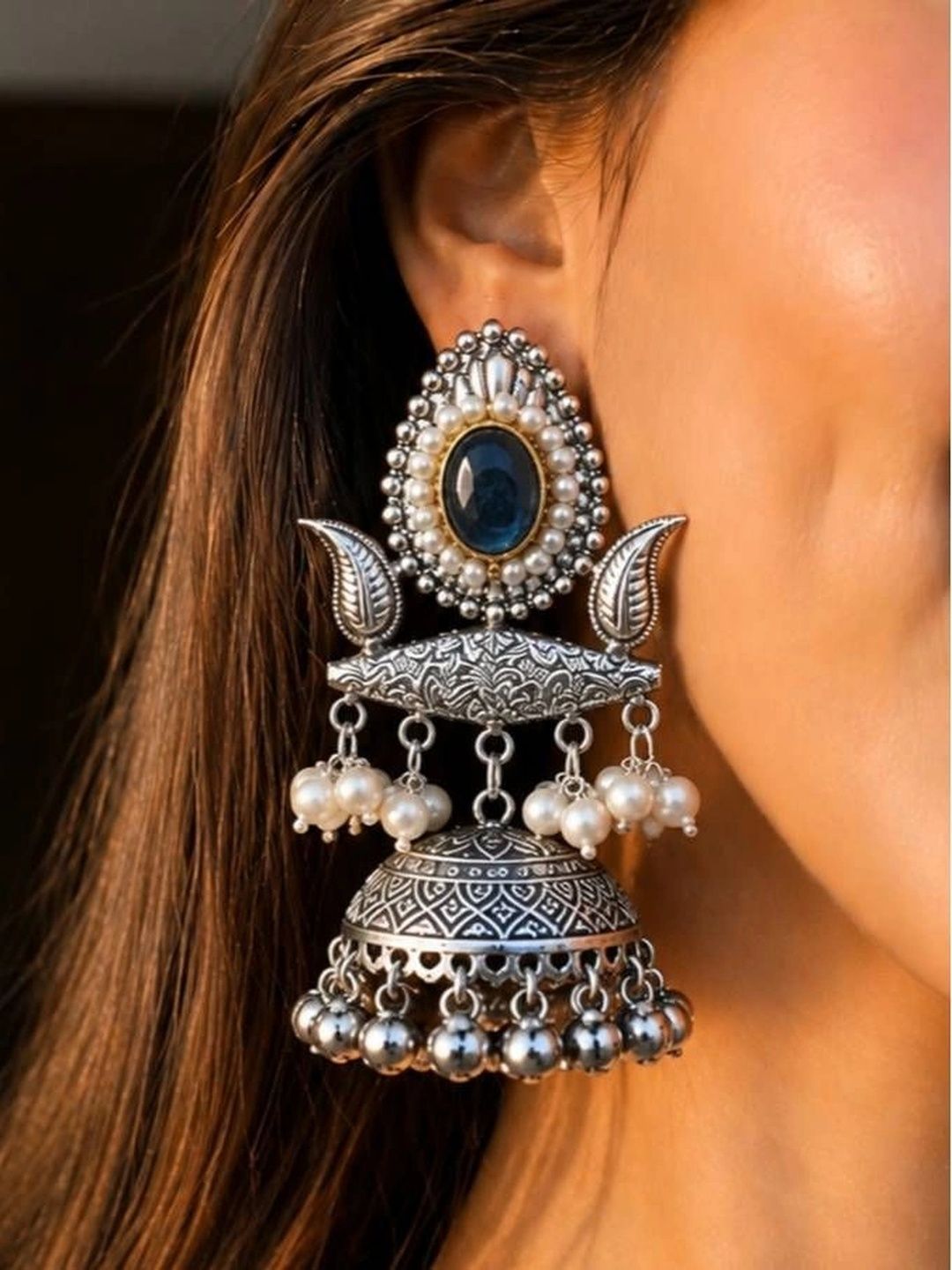 THE GLAM POUCH Geometric Jhumkas Earrings-image-7