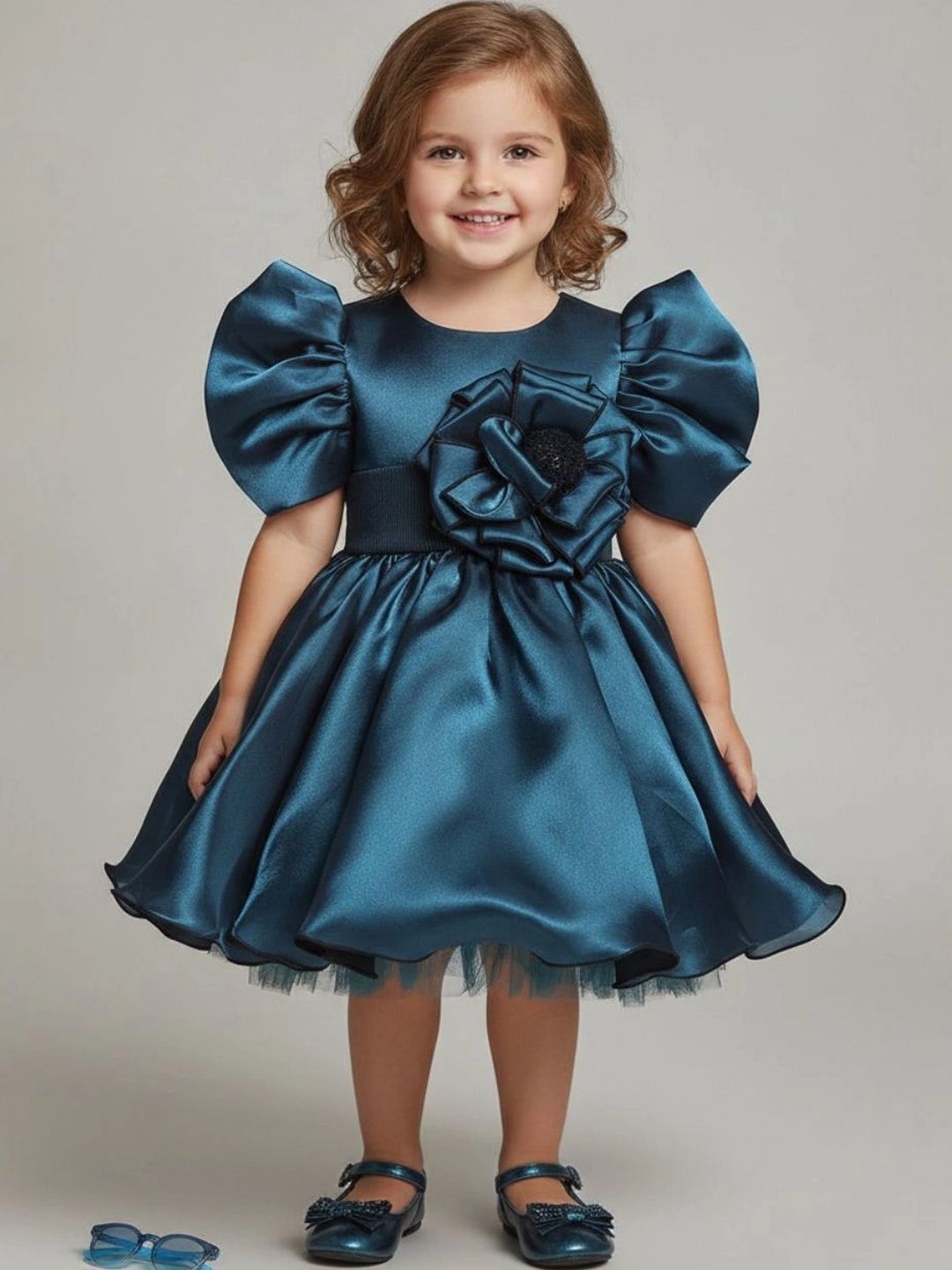 V-Mart Puff Sleeve Ruffled A-Line Dress-picture-41