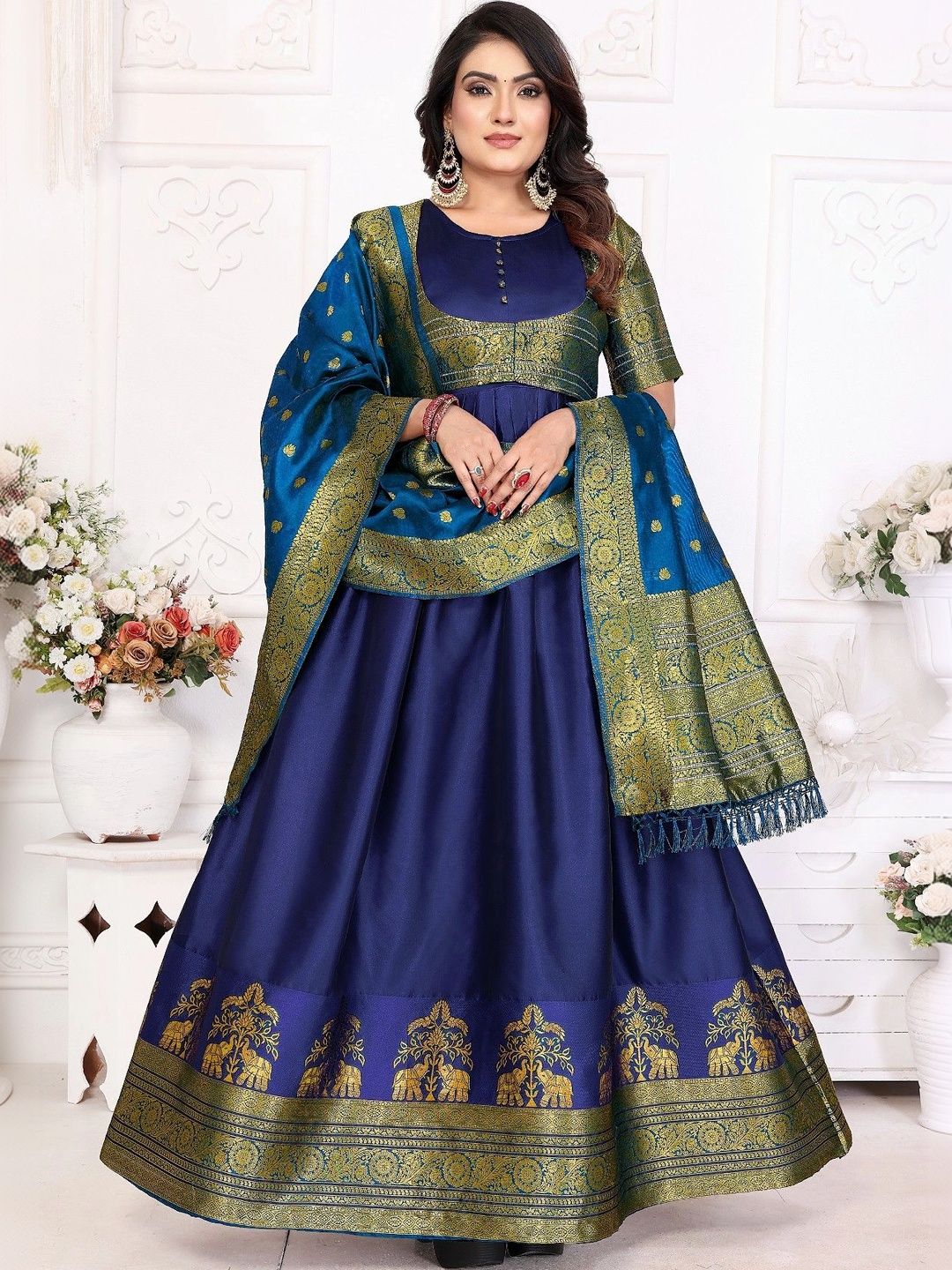 Kinjhit Fashion Woven Design A-Line Ethnic Dresses-picture-55