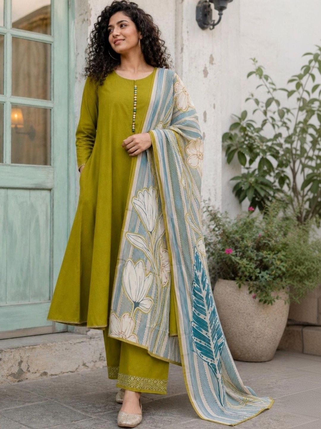 SIMNILSTUDIO Women Regular Thread Work Raw Silk Kurta with Trousers & With Dupatta-picture-9