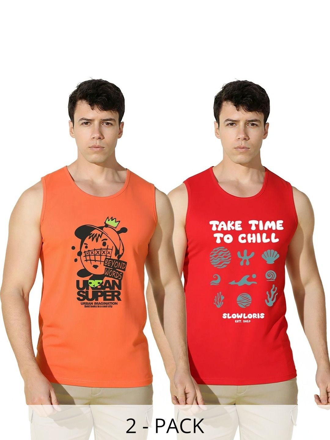 MINISTRY OF FRIENDS Pack of 2 Printed Cotton Tank-picture-42