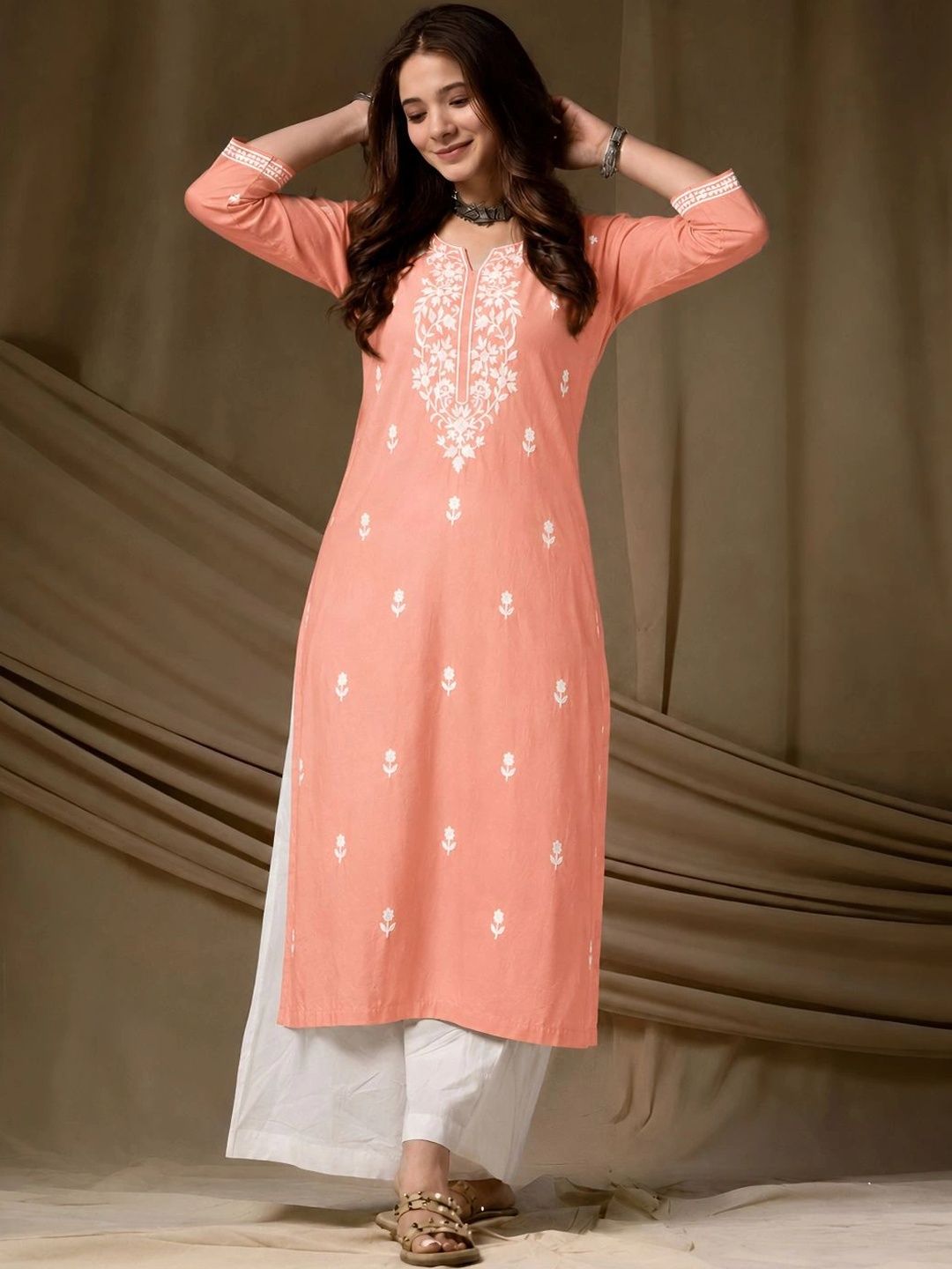 FORKEY Women Ethnic Motifs Embroidered Thread Work Kurta-picture-28