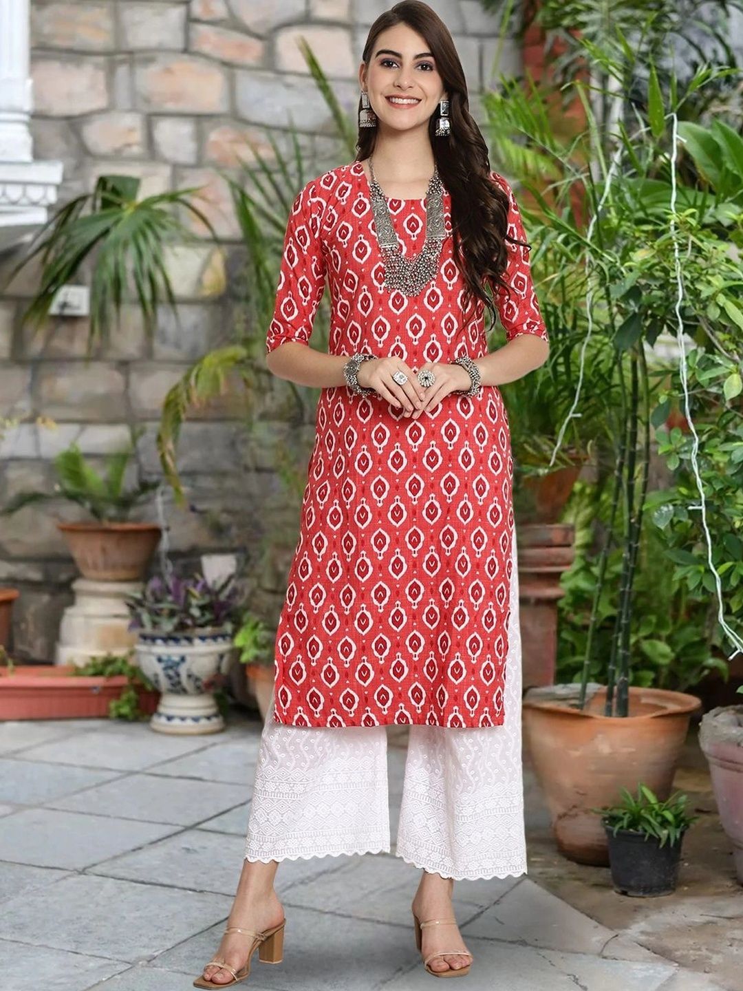 HERE&NOW Women Ethnic Motifs Printed Crepe Kurta-picture-34