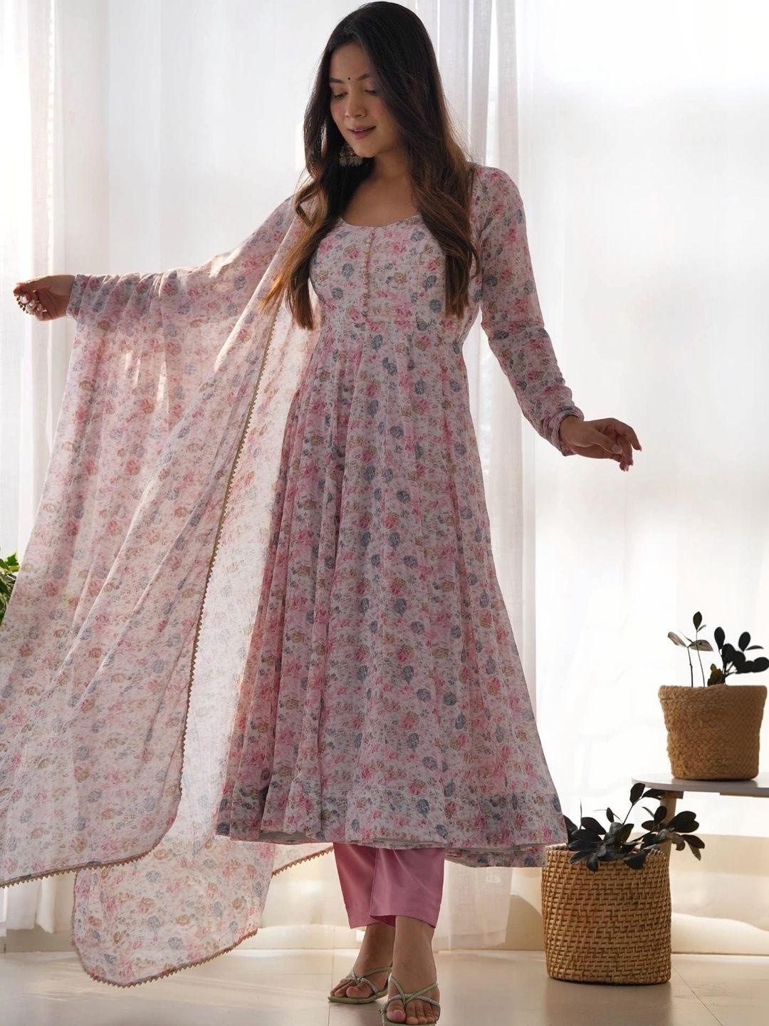 all about you Women Floral Printed Empire Kurta with Trousers & With Dupatta-picture-26