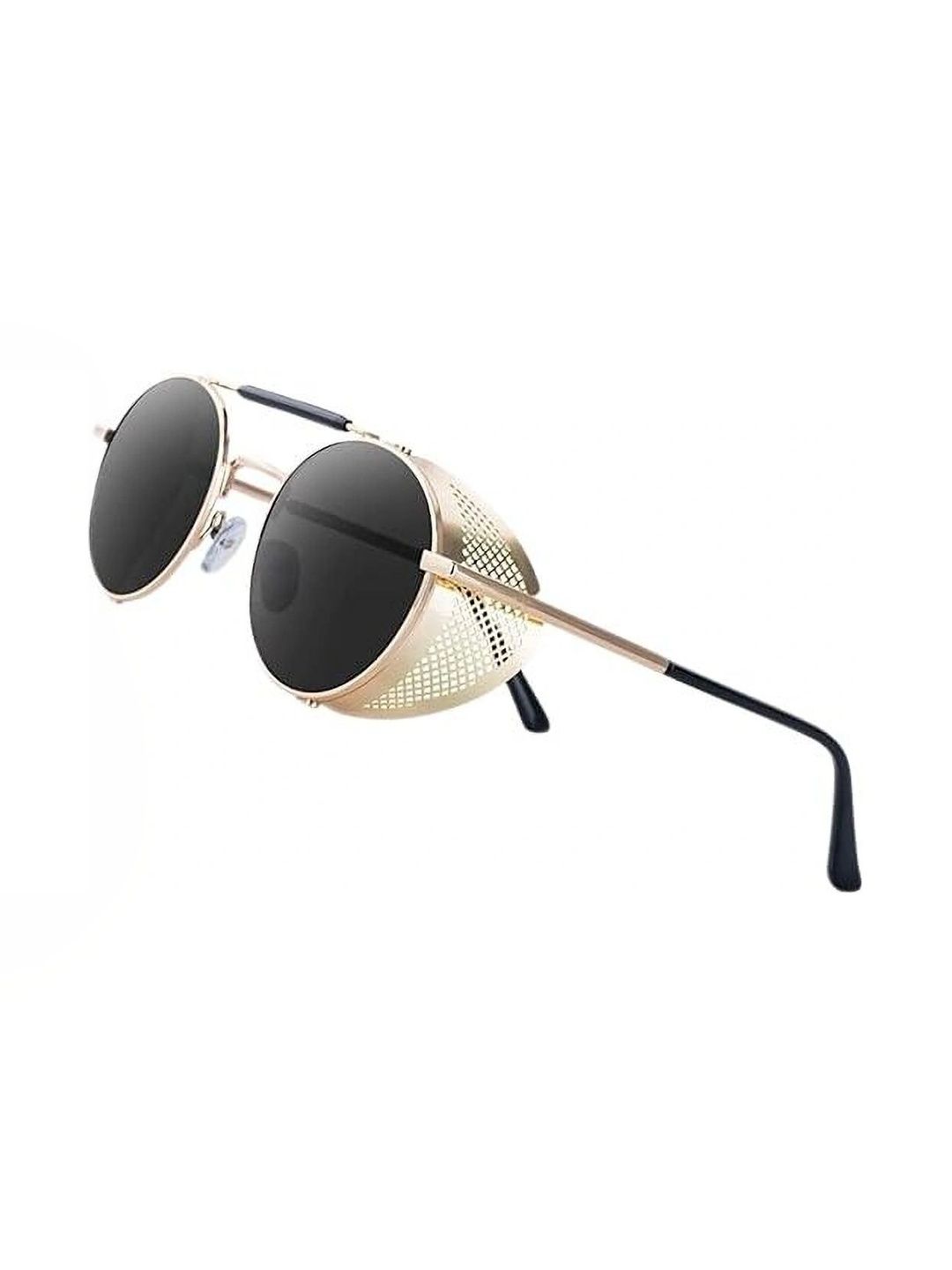 KOPEK Unisex Black Lens & Gold-Toned Round Sunglasses with-image-47